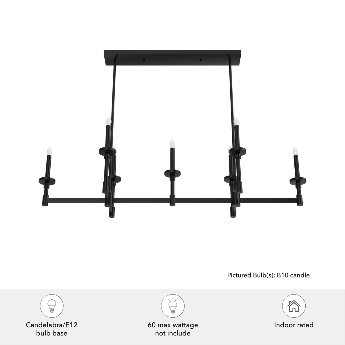 Briargrove 51.25-inch 7-light Matte Black Linear Chandelier