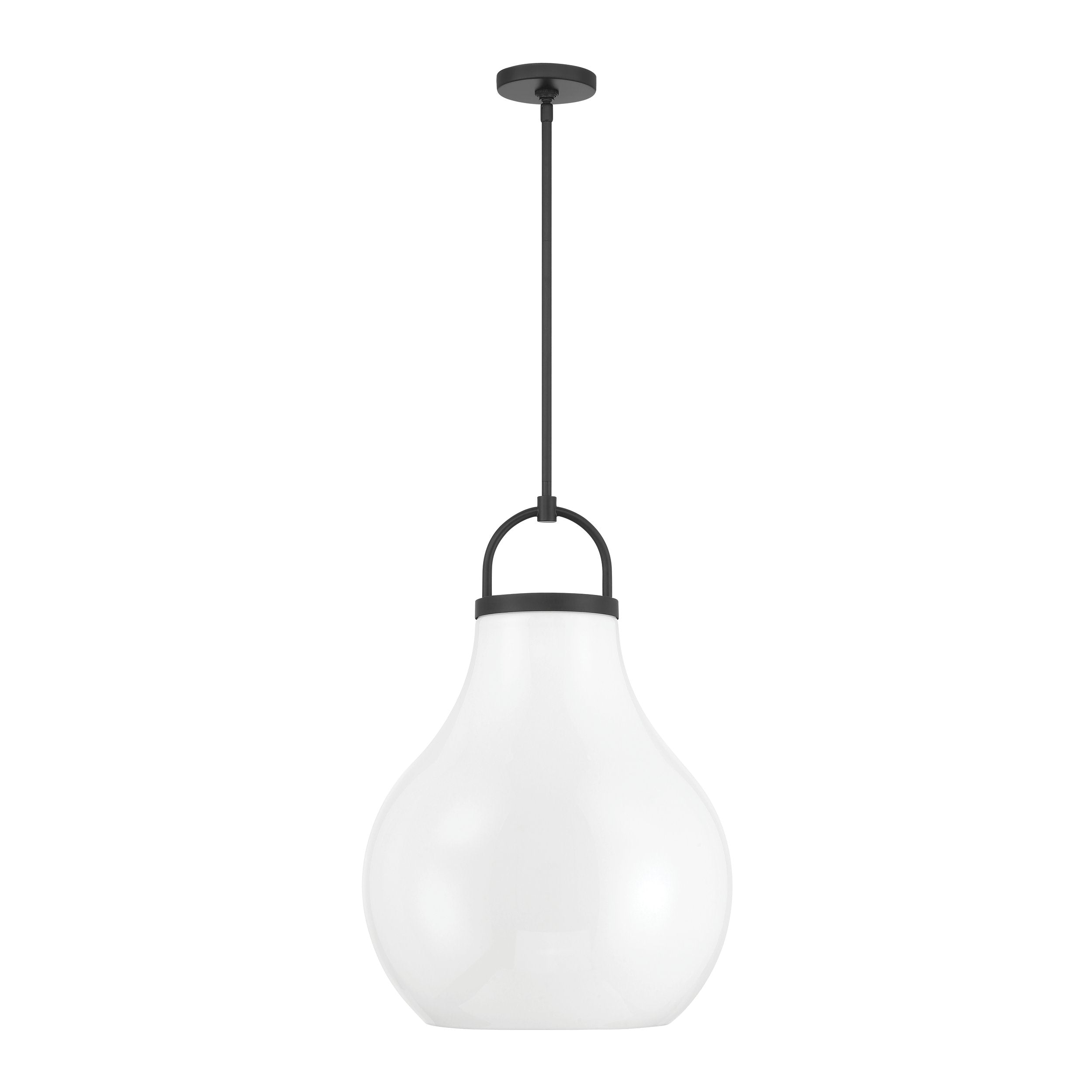Mansfield 18-inch 1-light Matte Black Pendant Light with Opal Glass Shade