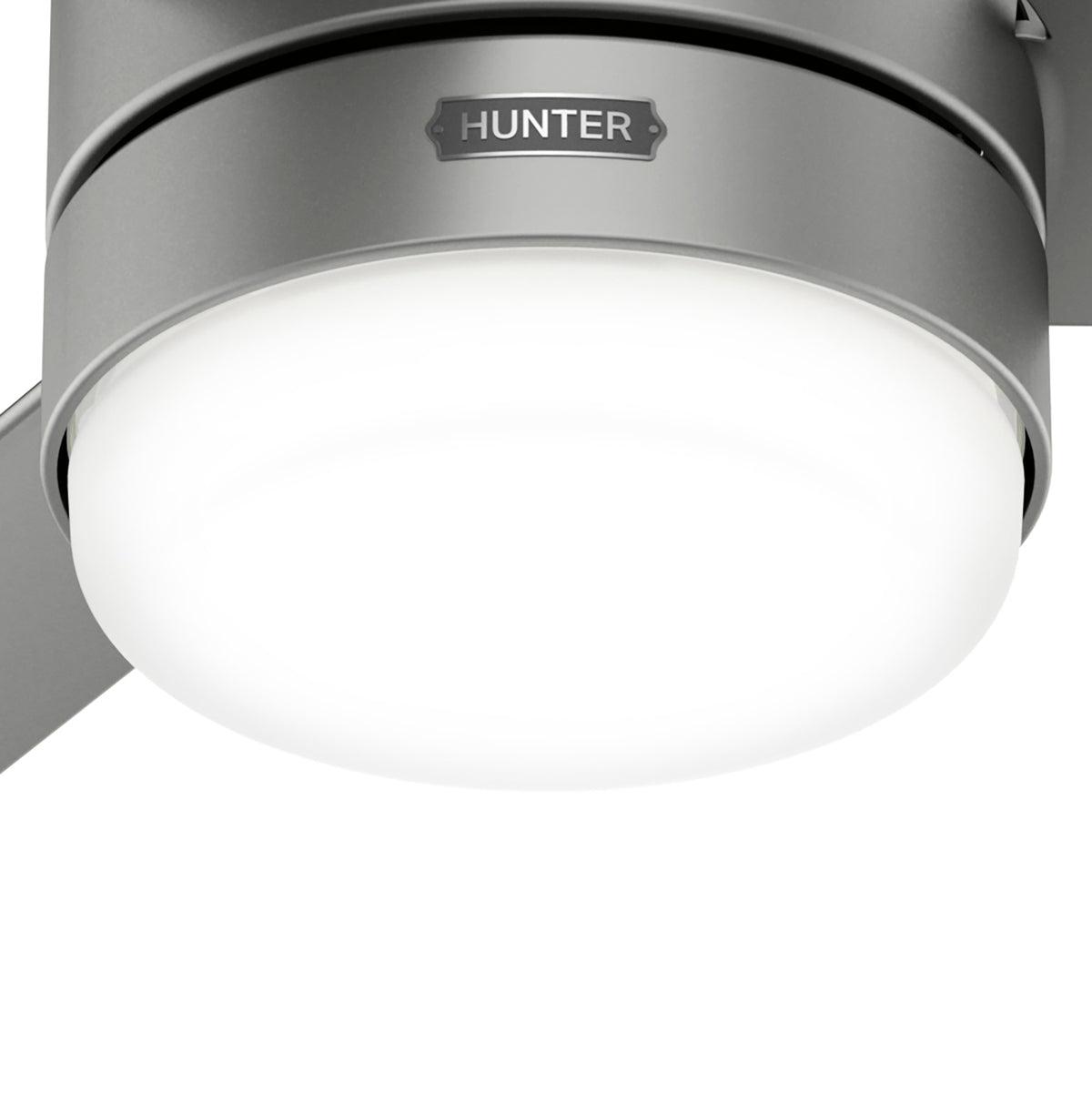 44 inch Gilmour Matte Silver Damp Rated Ceiling Fan with LED Light Kit and Handheld Remote