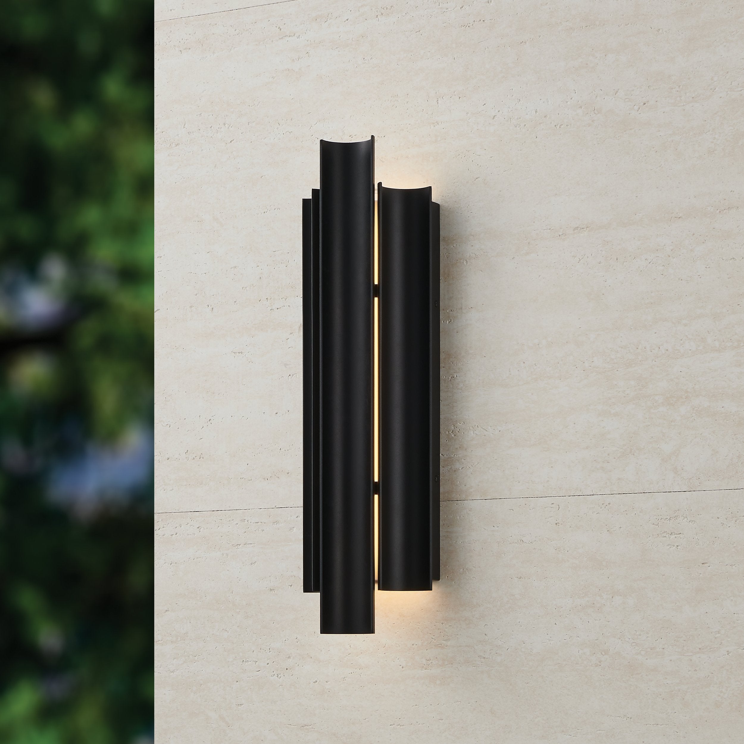 Kestrel 22-inch 3-light Textured Black 5CCT LED Exterior Wall Sconce