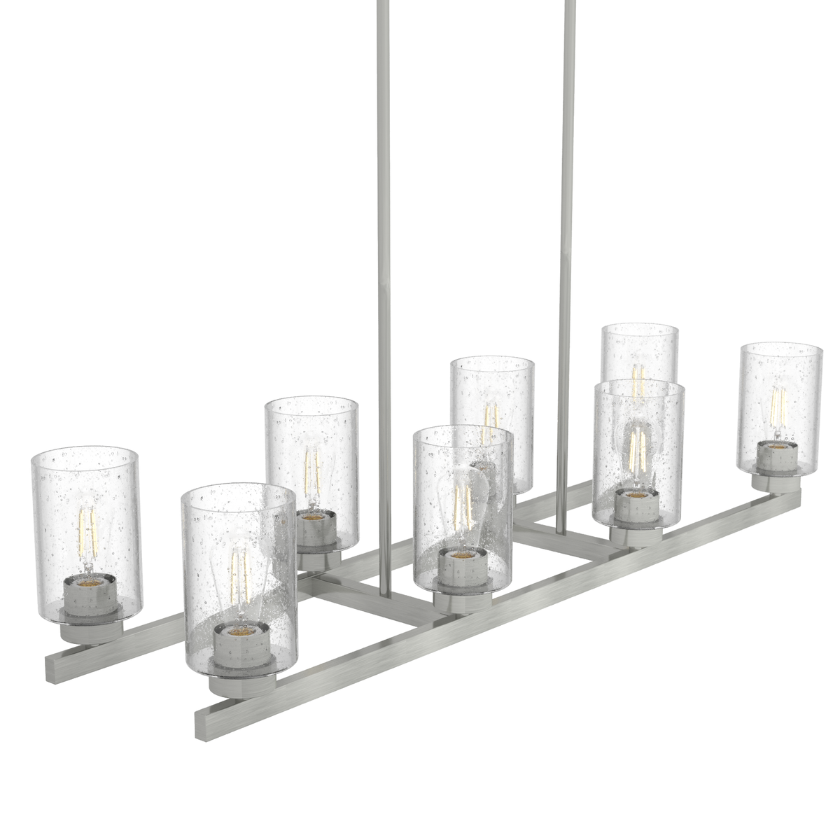 Hartland 40-inch 8-light Brushed Nickel Linear Chandelier with Seeded Glass
