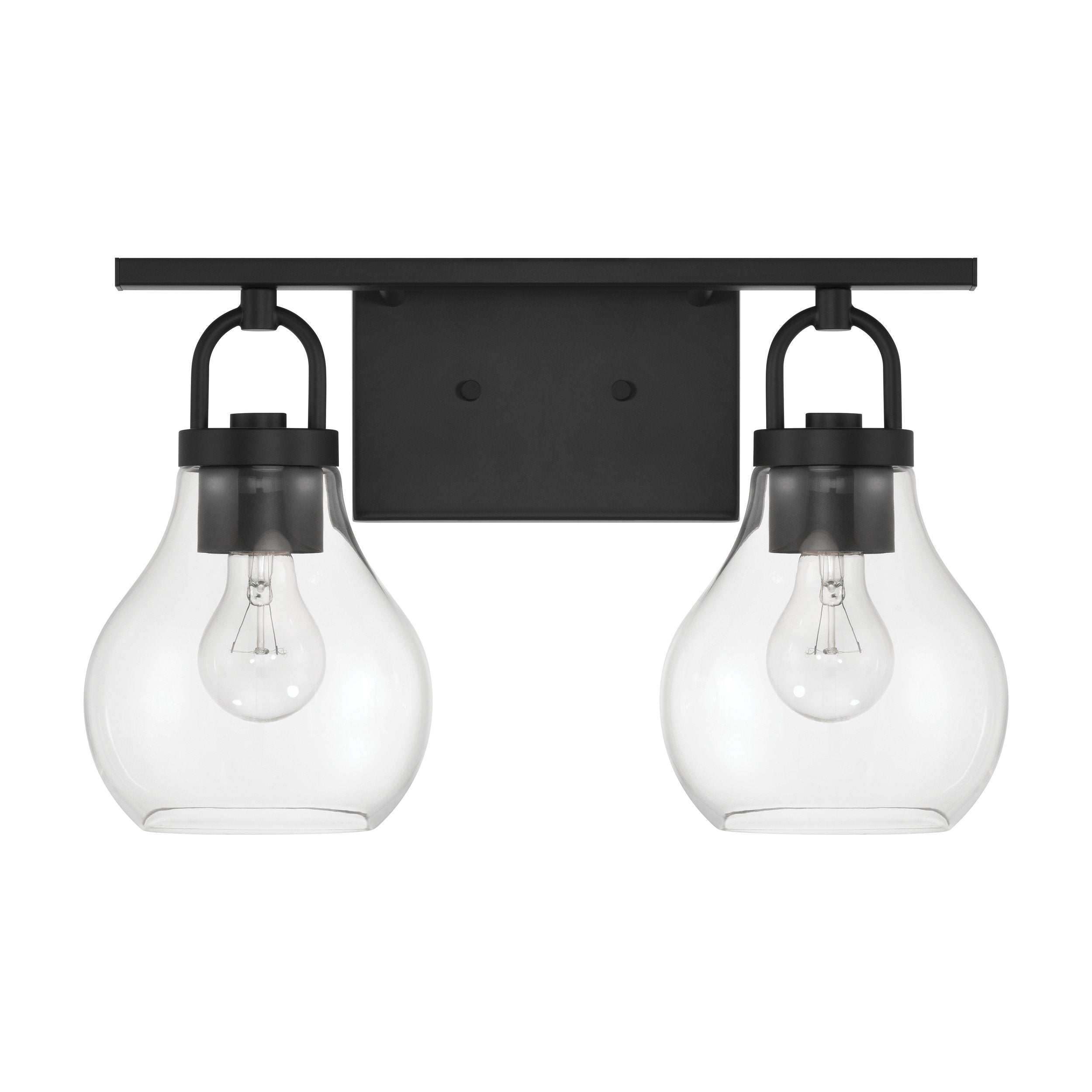 Mansfield 16-inch 2-light Matte Black Vanity Light with Clear Glass Shades