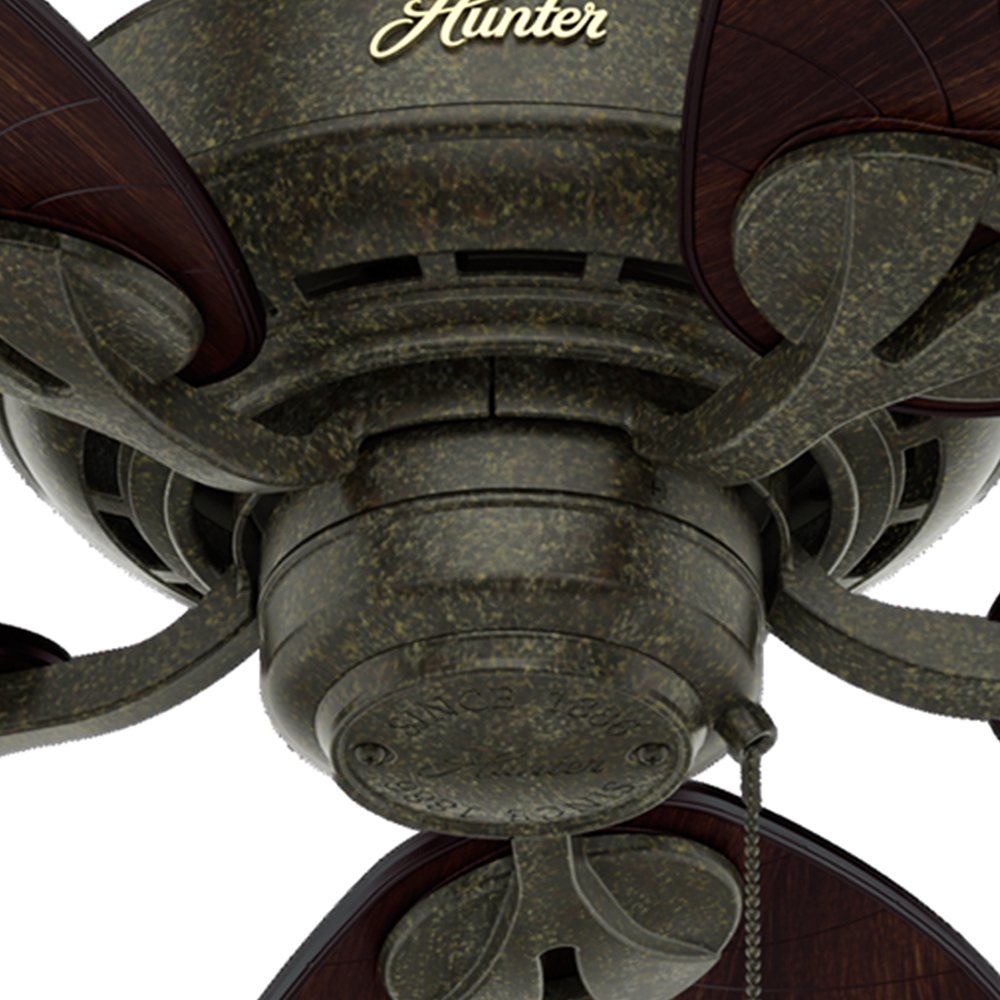 54 inch Bayview Provencal Gold Damp Rated Ceiling Fan and Pull Chain