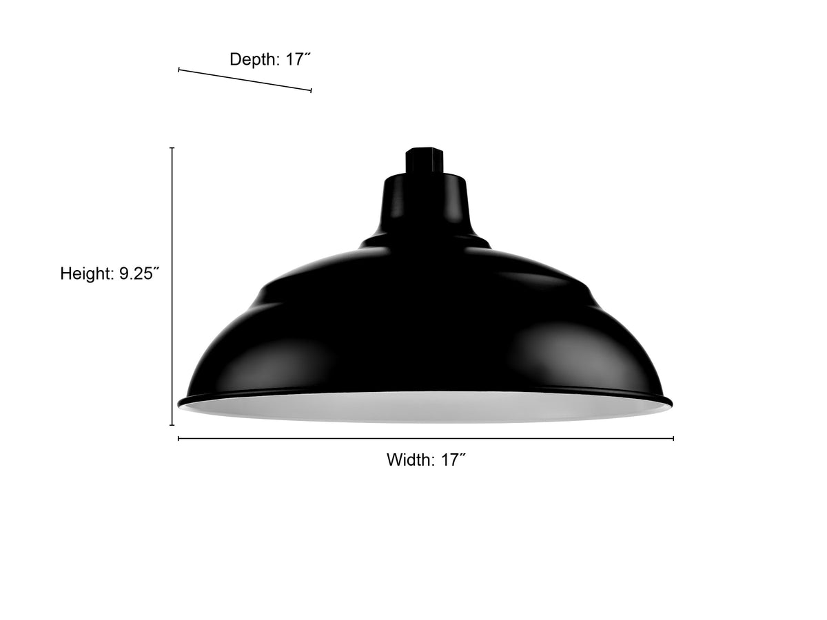 17'' Satin Black Aluminum R Series Aluminum Warehouse Shade