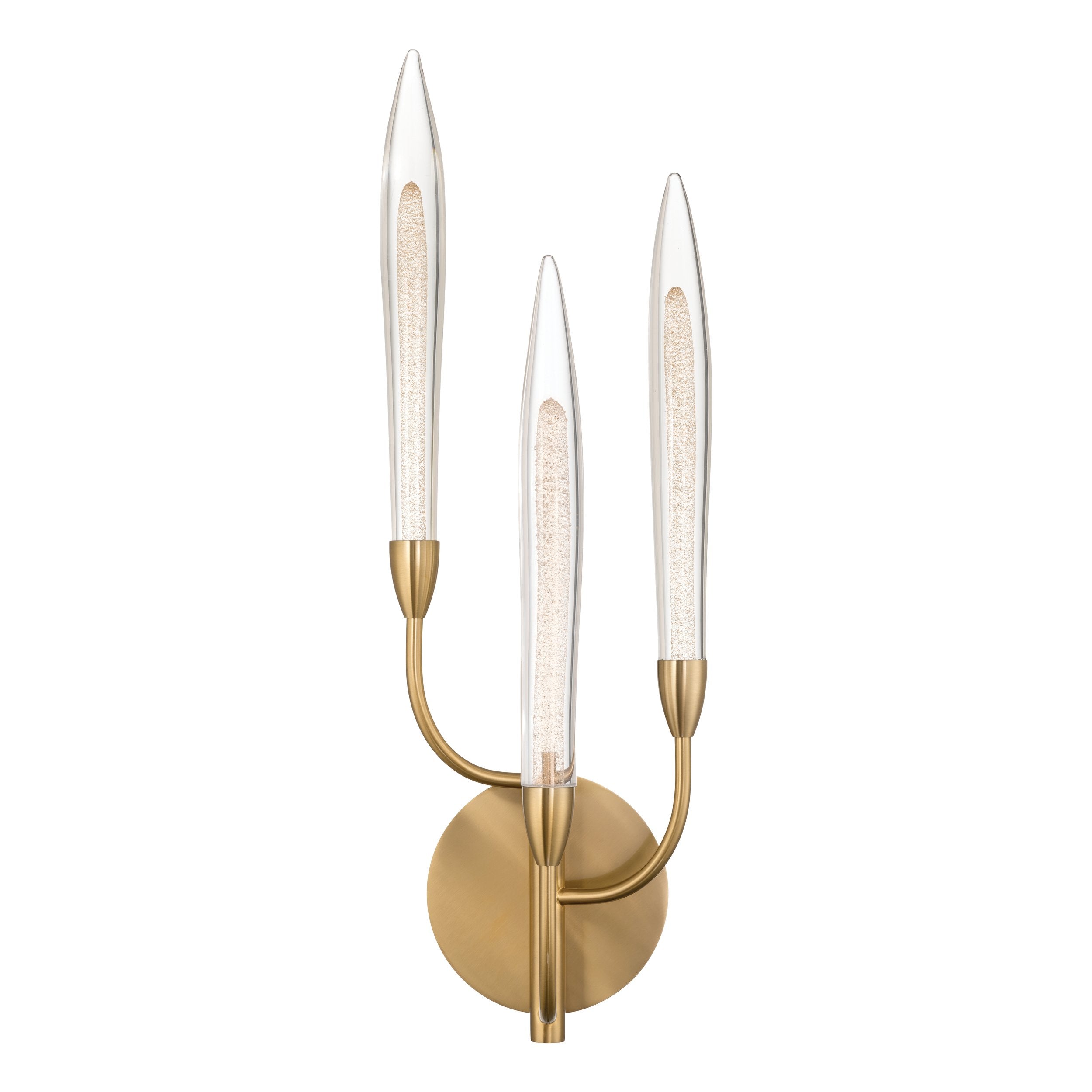 Calle 27-inch 3-light Brass LED Wall Sconce with Gold Leaf Hand Pressed Glass Shades