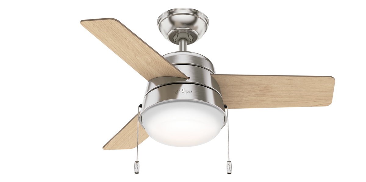 36 inch Aker Brushed Nickel Ceiling Fan with LED Light Kit and Pull Chain