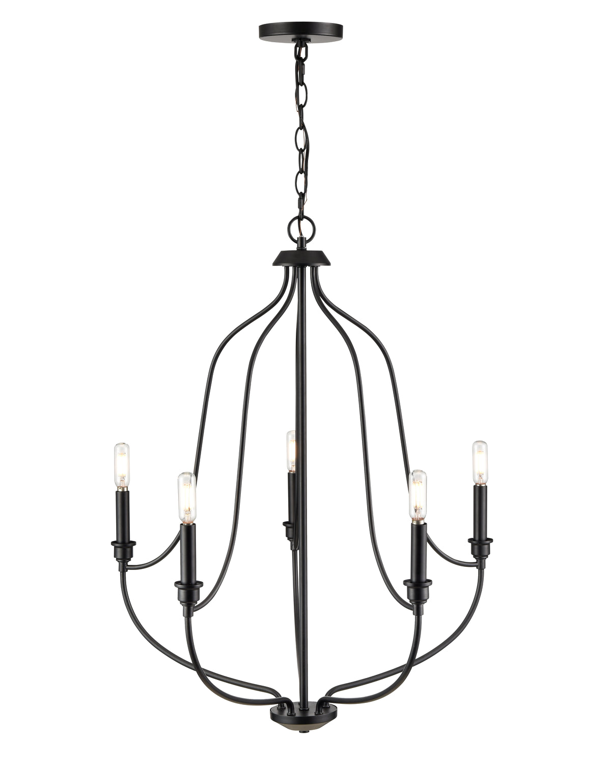 31'' Senoia Matte Black 5 Light Chandelier