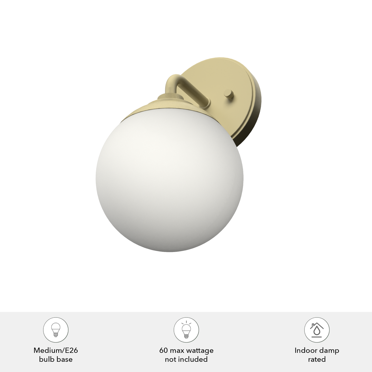 Hepburn 10.75-inch 1-light Modern Brass Wall Sconce with Cased White Glass