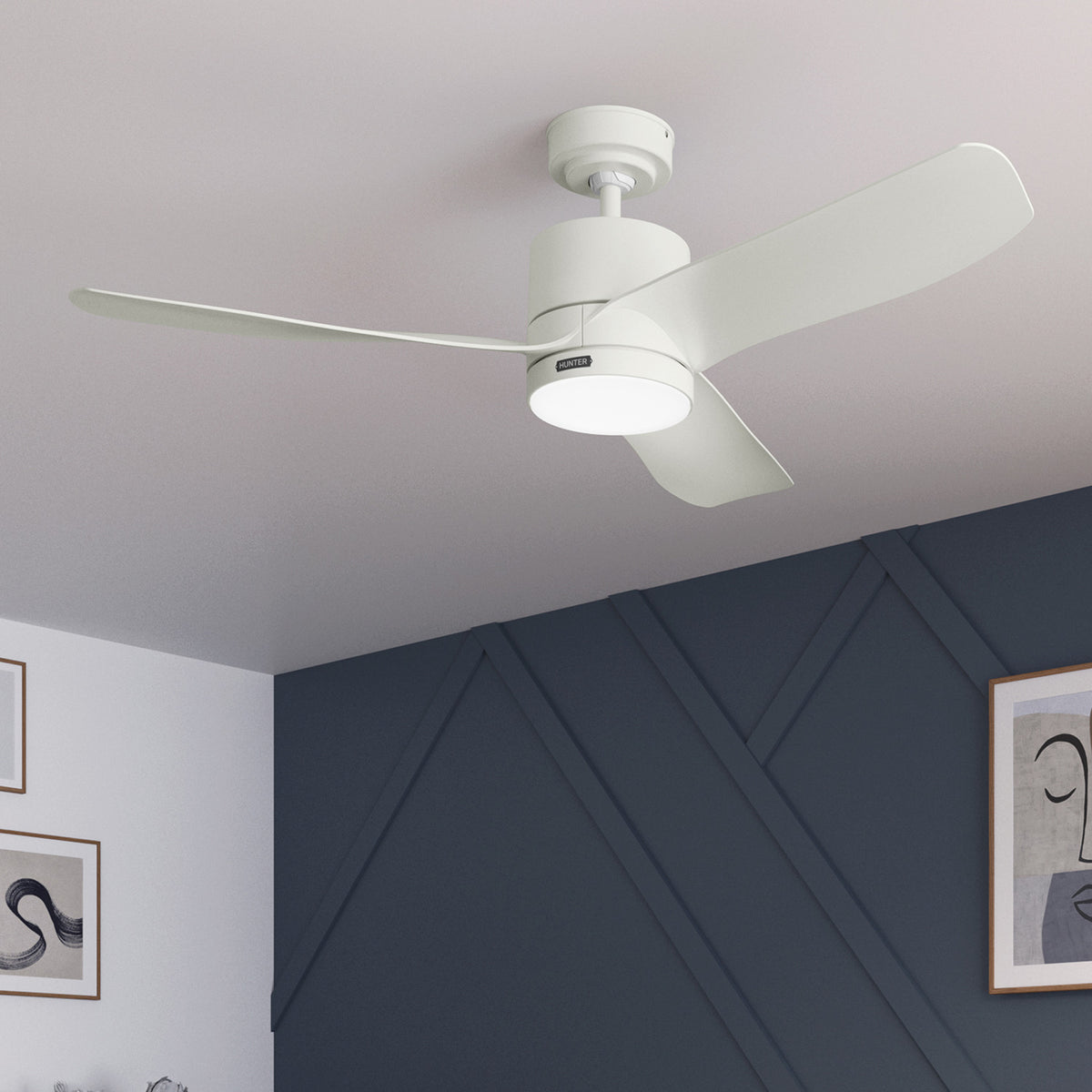 52 inch Bolsa Fresh White Ceiling Fan with LED Light Kit and Handheld Remote
