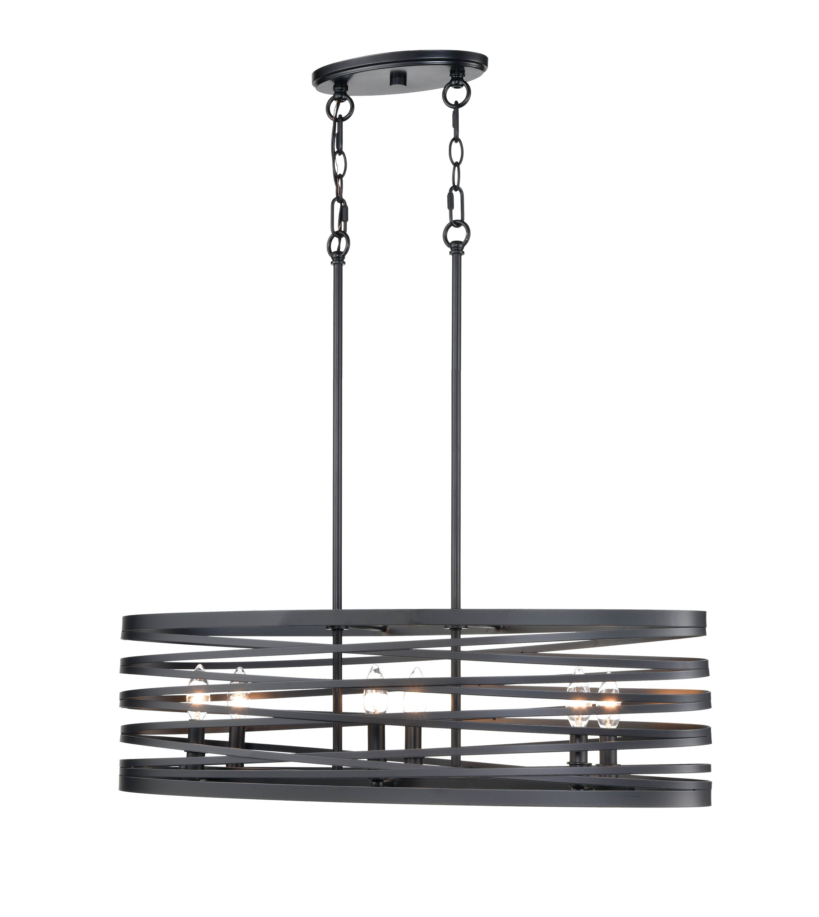 45'' None Matte Black 6 Light Linear Chandelier