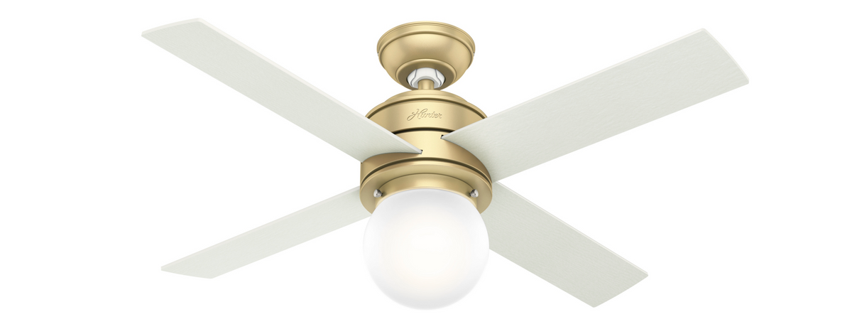 44 inch Hepburn Modern Brass Ceiling Fan with LED Light Kit and Wall Control
