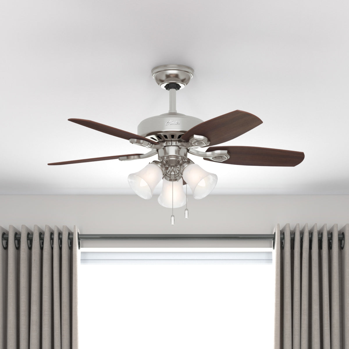 42 inch Builder Brushed Nickel Ceiling Fan with LED Light Kit
