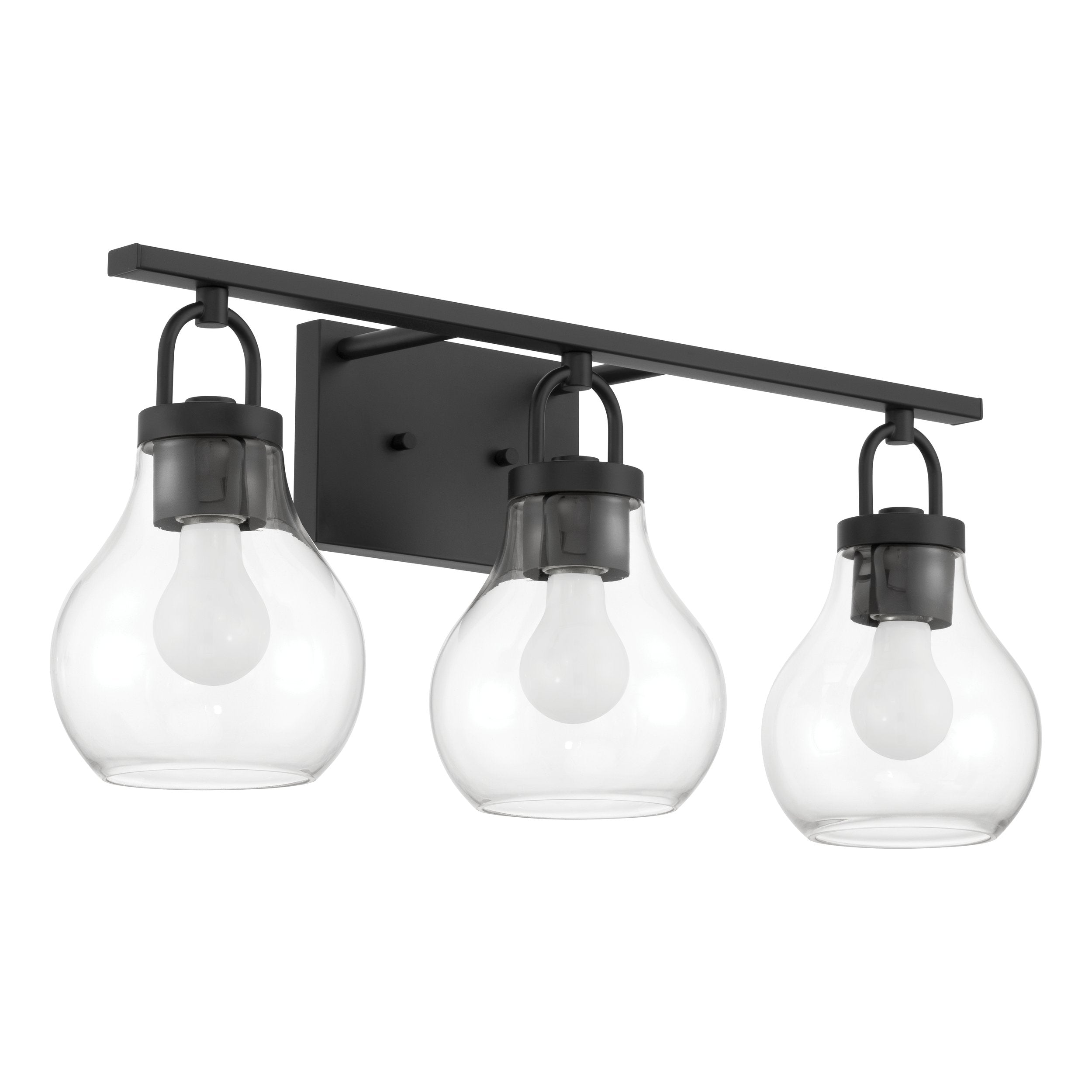 Mansfield 24-inch 3-light Matte Black Vanity Light with Clear Glass Shades