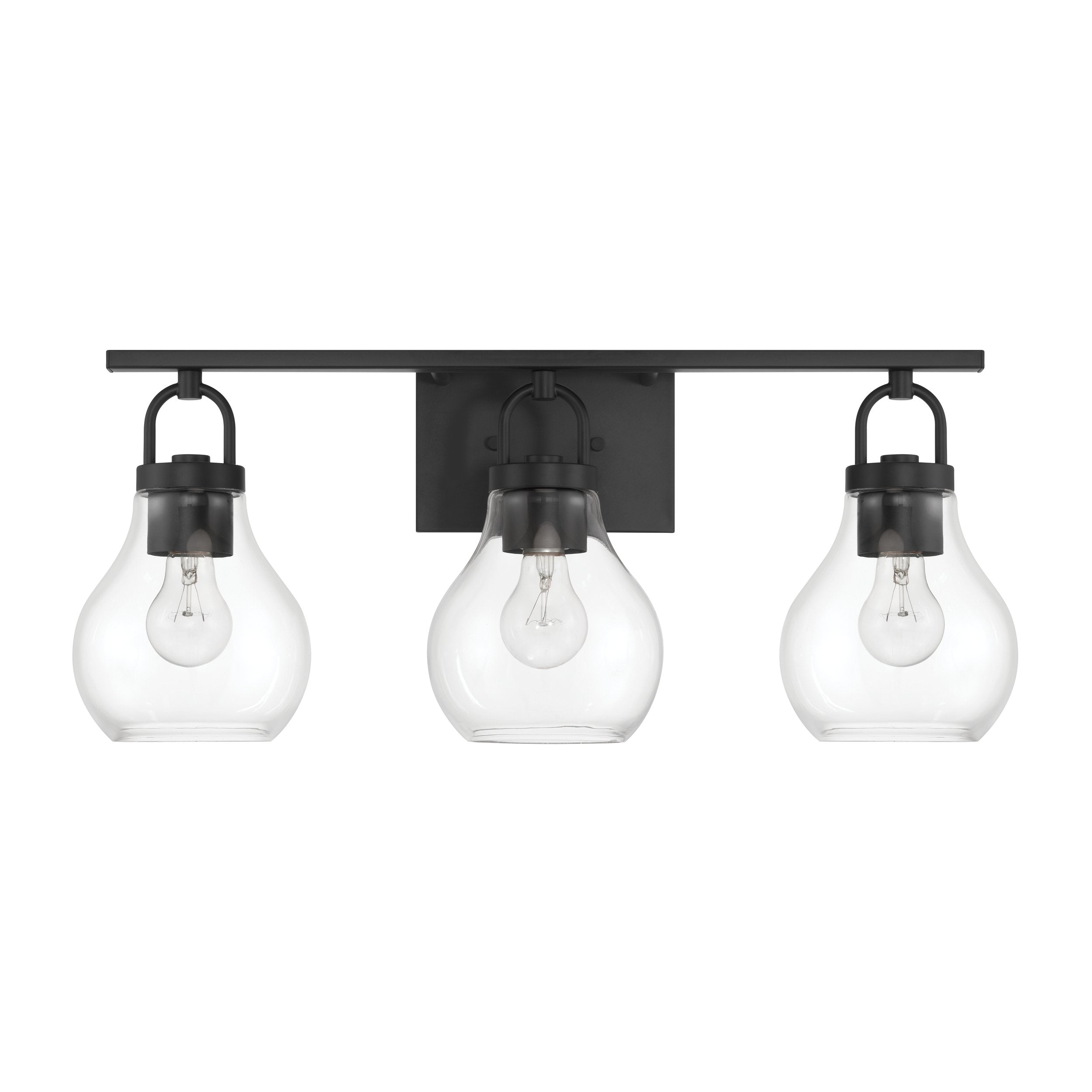 Mansfield 24-inch 3-light Matte Black Vanity Light with Clear Glass Shades