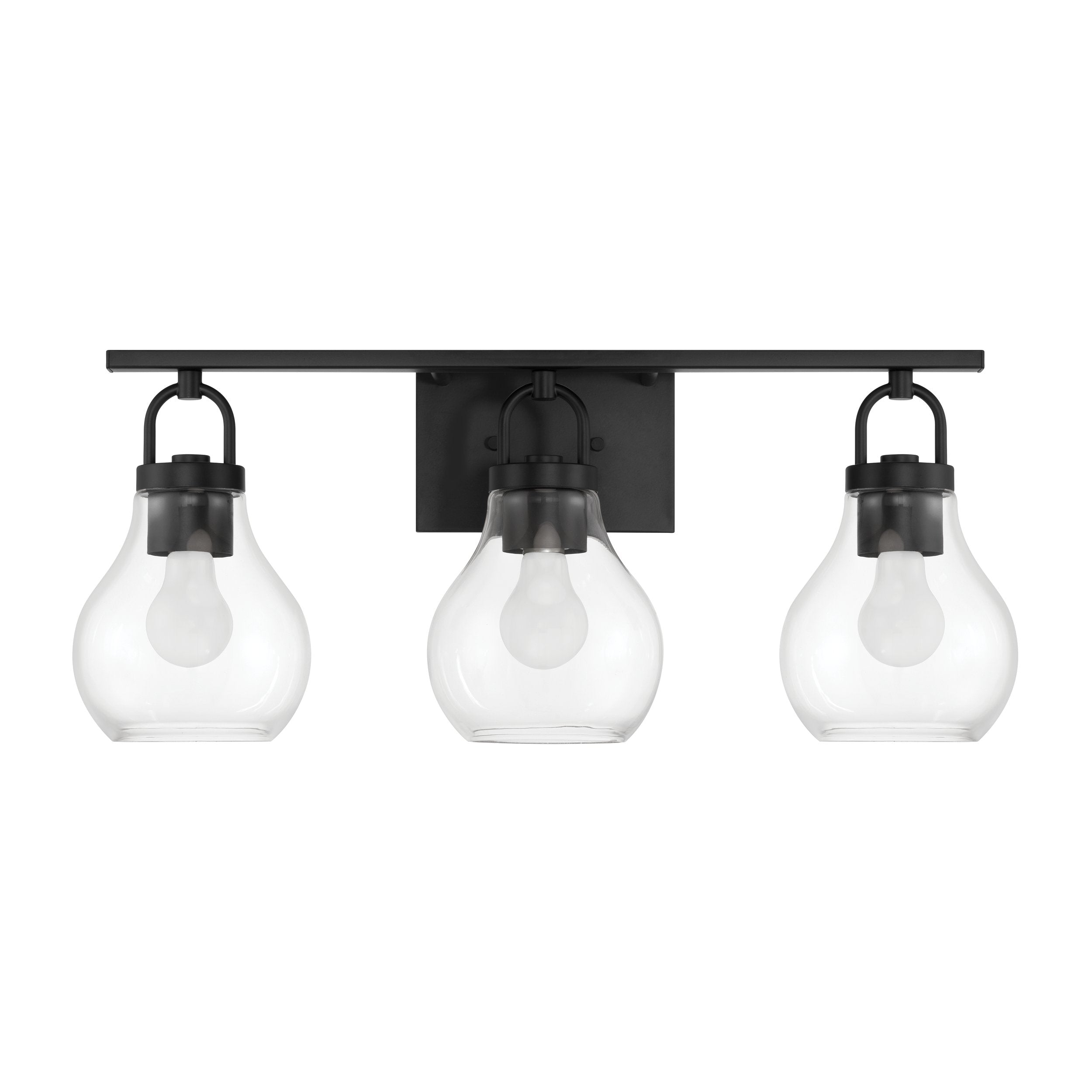 Mansfield 24-inch 3-light Matte Black Vanity Light with Clear Glass Shades