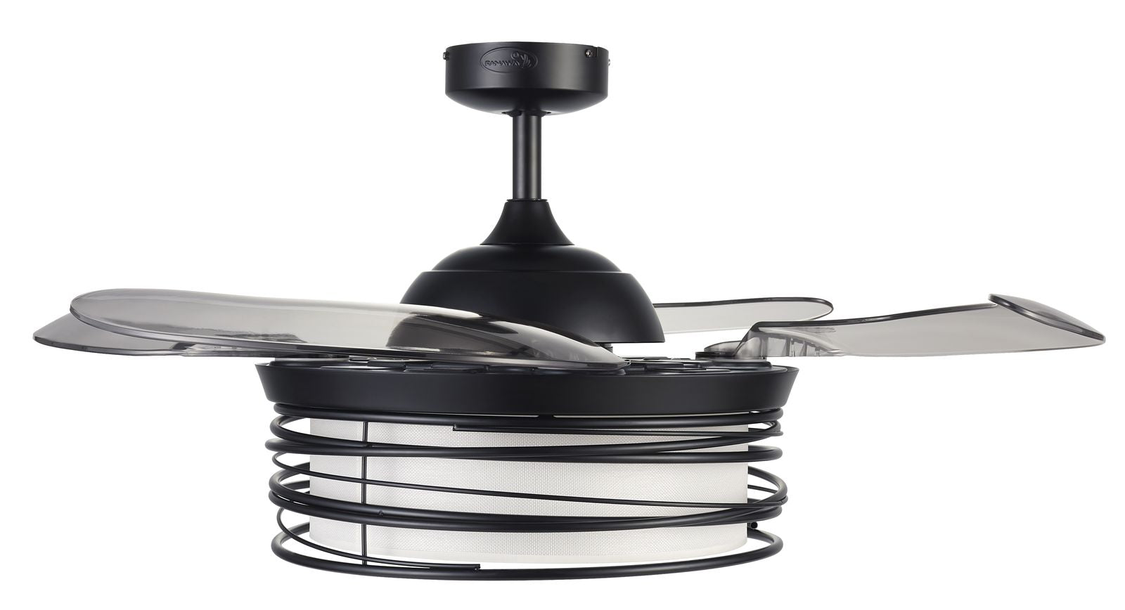 Luna 48 Inch 1 Light Color Adjustable Fan in Black with Retractable Blades