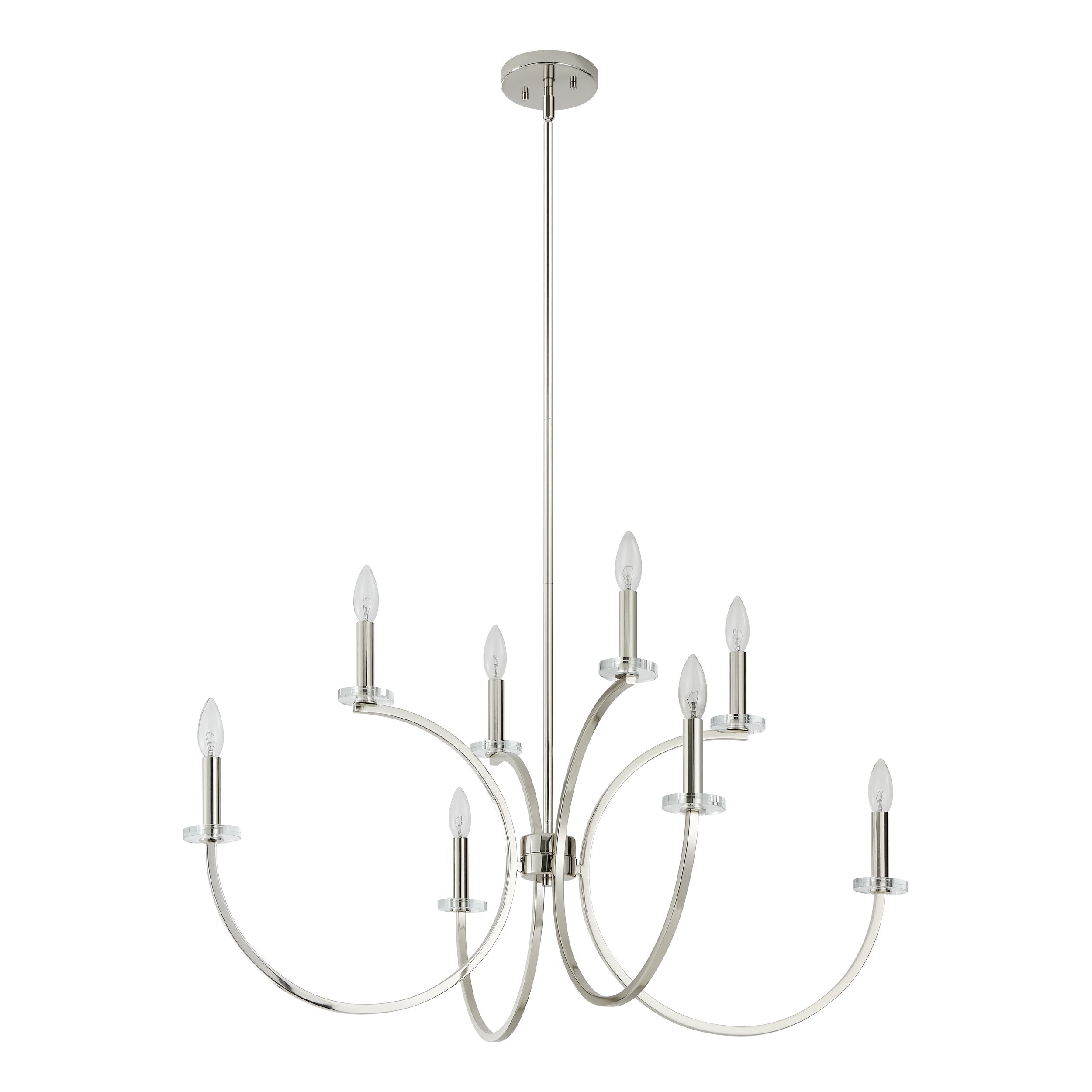 Florian 36-inch 8-light Polished Nickel and Clear Glass Chandelier