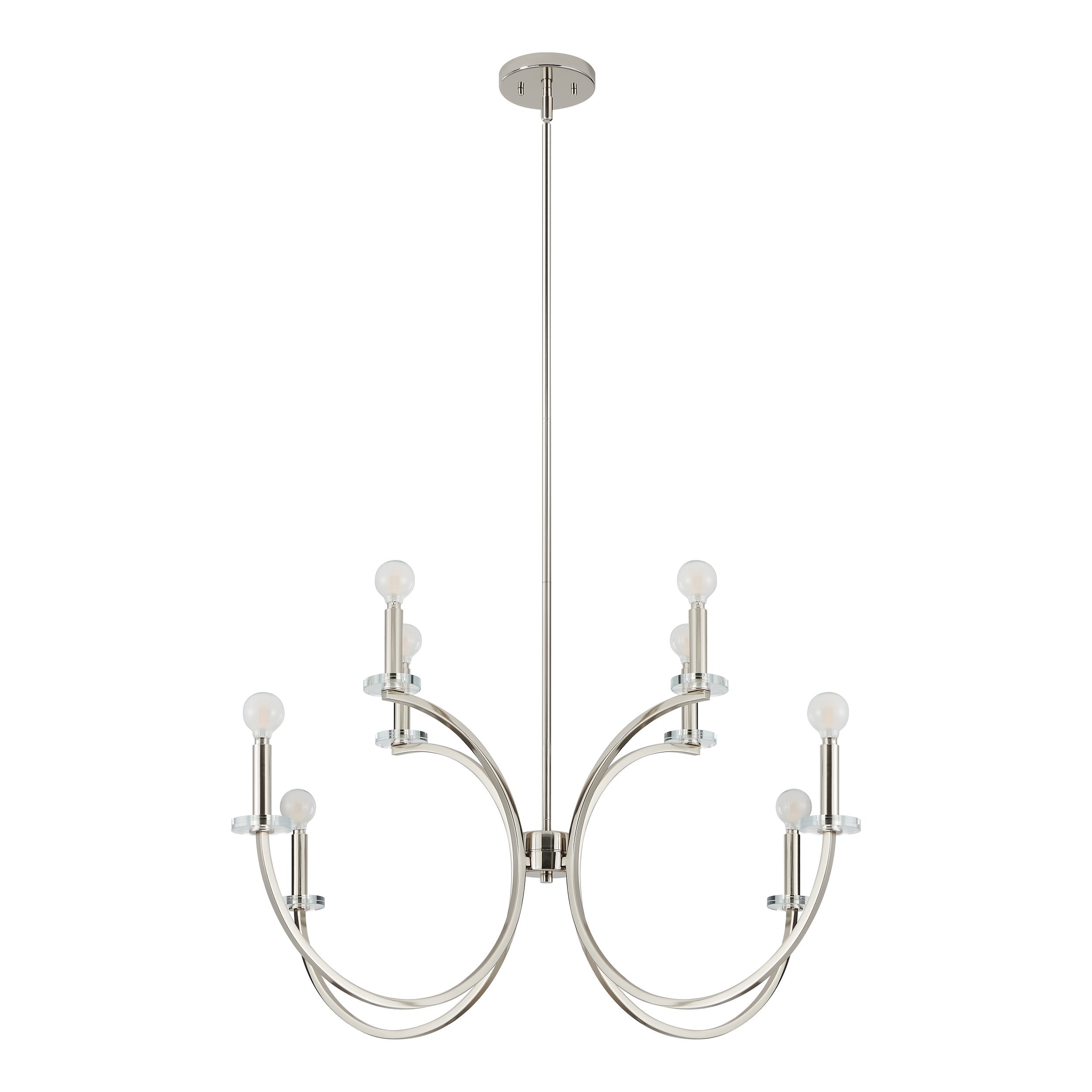 Florian 36-inch 8-light Polished Nickel and Clear Glass Chandelier