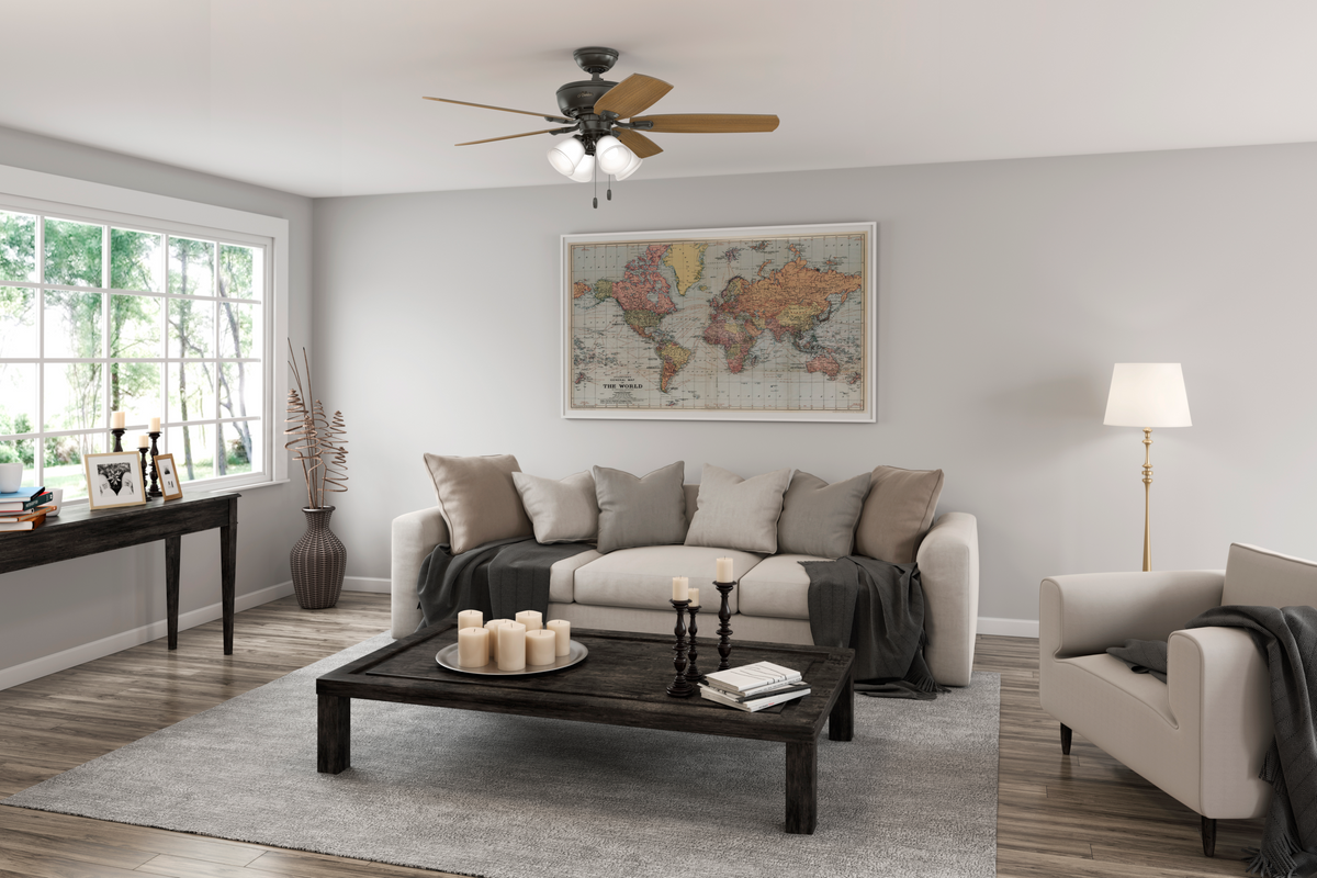 52 inch Amberlin Noble Bronze Ceiling Fan with LED Light Kit and Pull Chain