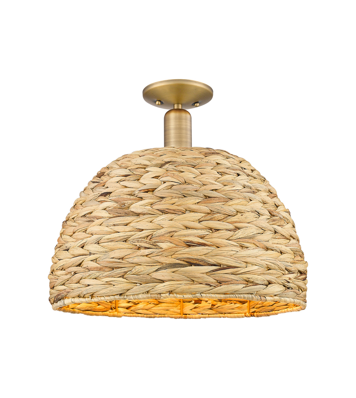 Woven Rattan 16-Inch 1-Light Semi-Flush Mount 14.5-Inch High