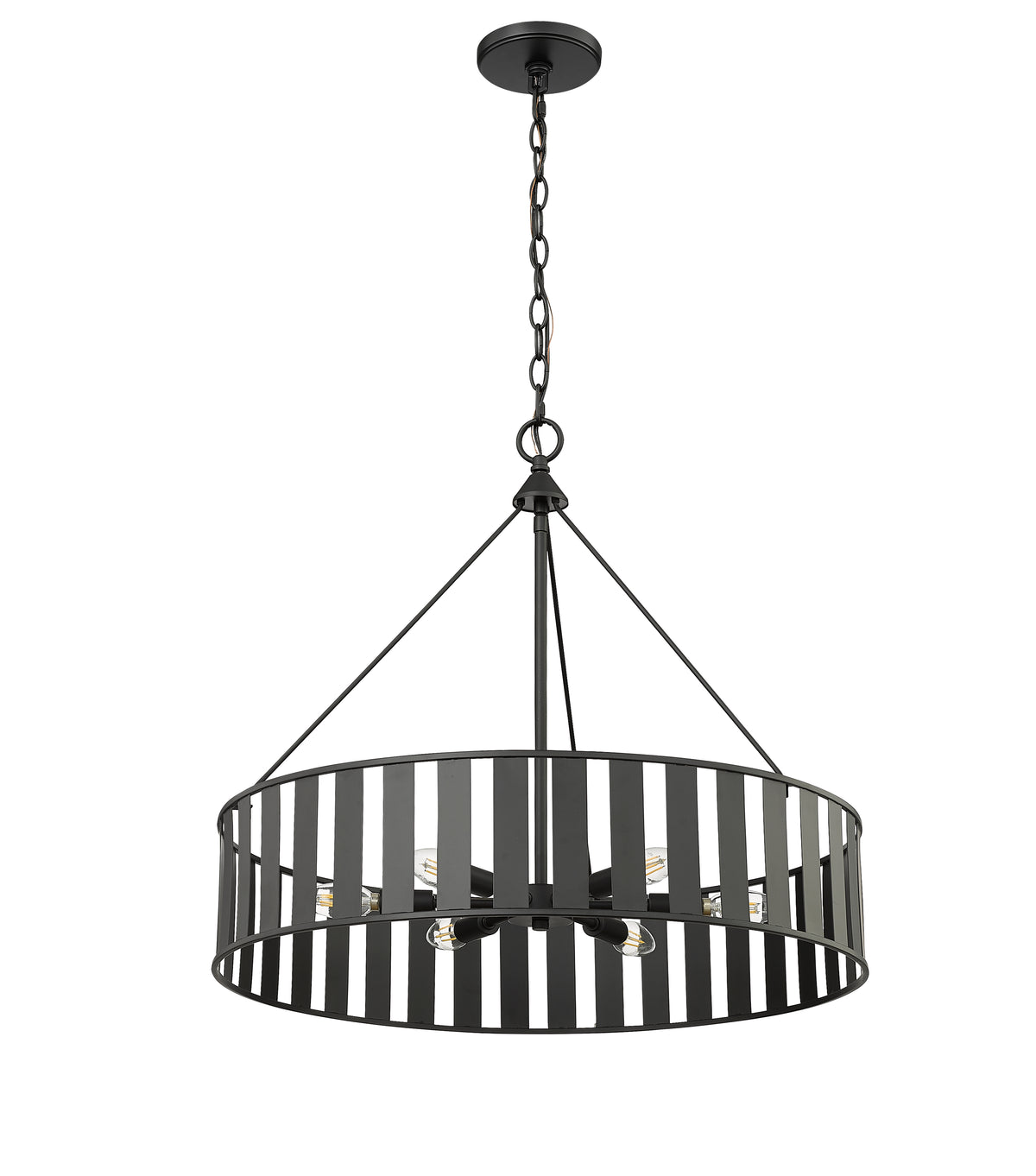 22'' Stella Matte Black 6 Light Chandelier
