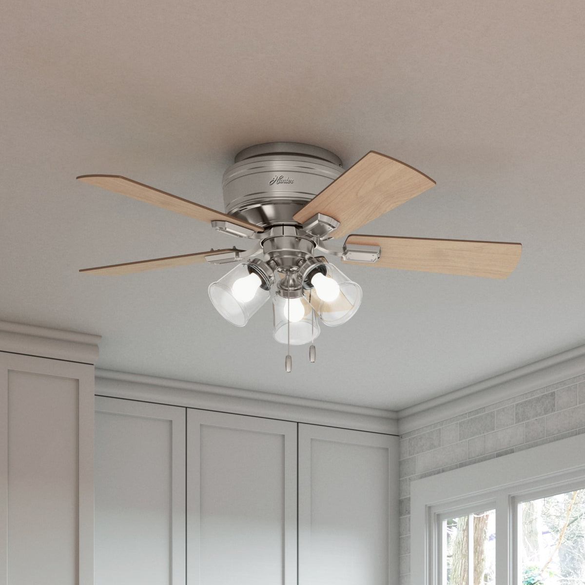 42 inch Crestfield Brushed Nickel Low Profile Ceiling Fan with LED Light Kit and Pull Chain