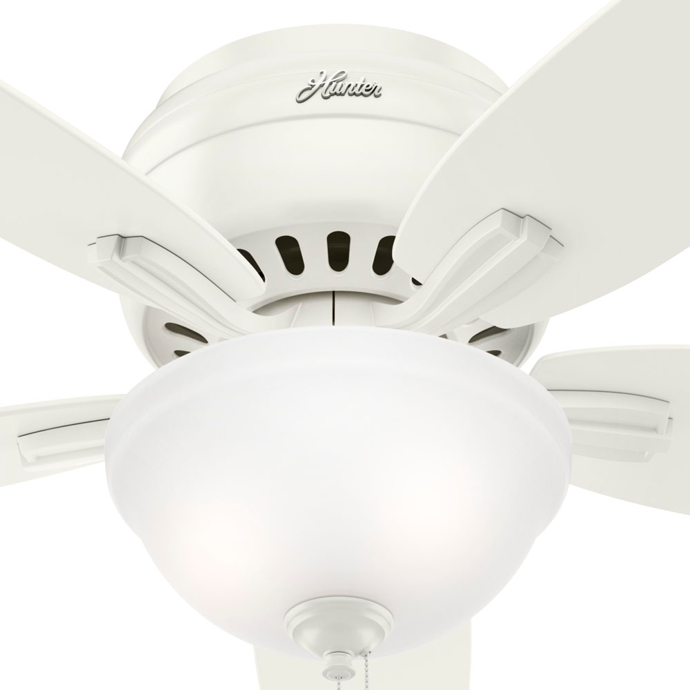 52 inch Newsome Fresh White Low Profile Ceiling Fan with LED Light Kit and Pull Chain