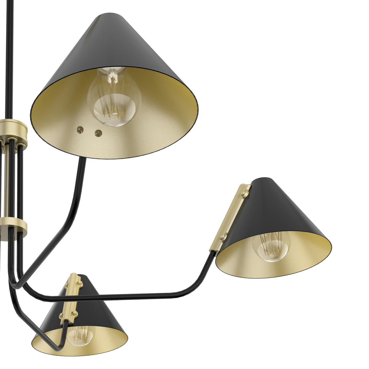 Grove Isle 40.75-inch 5-light Matte Black and Modern Brass Chandelier with Metal Shade