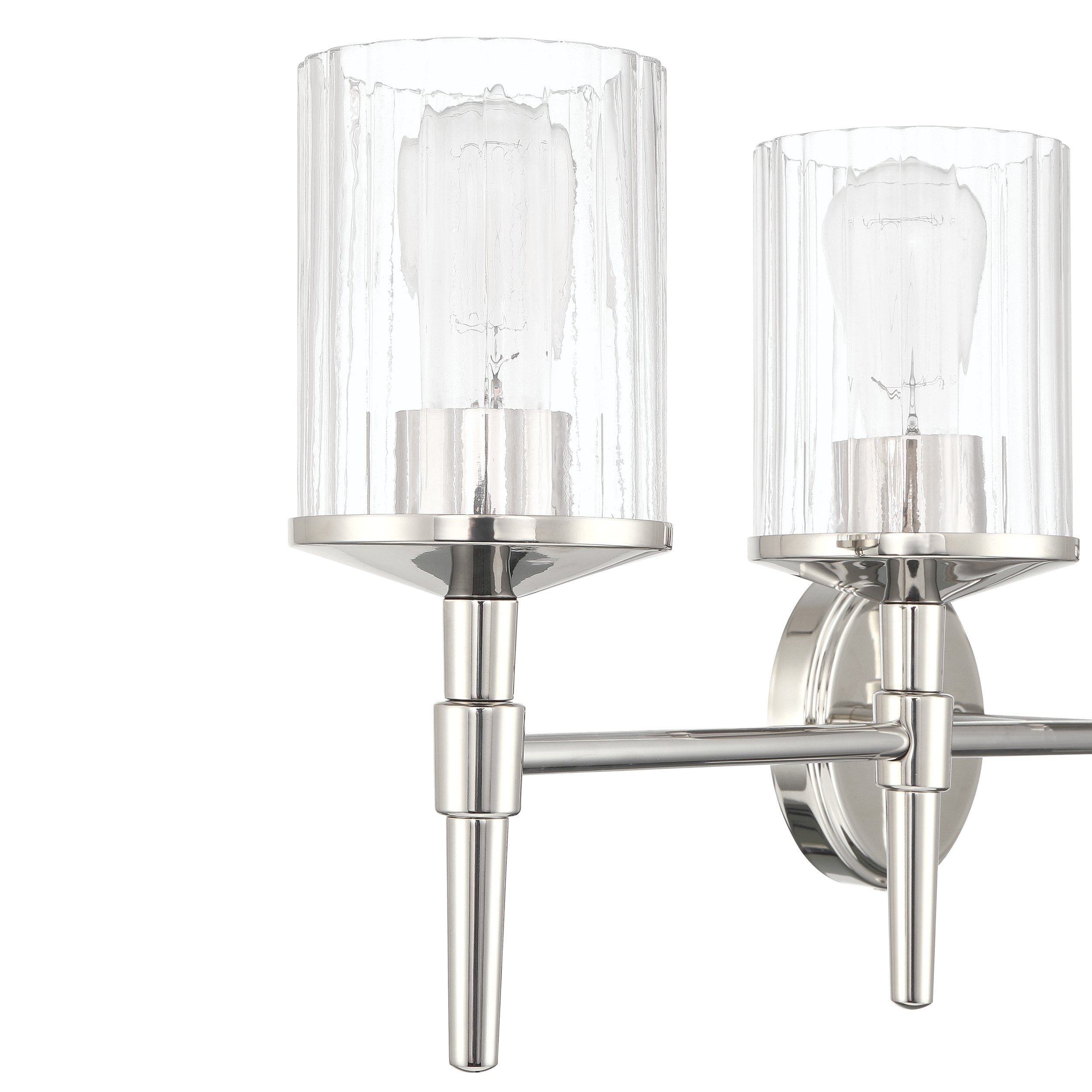 Andrea 32-inch 4-light Polished Nickel Vanity Light with Clear Ribbed Glass Shades