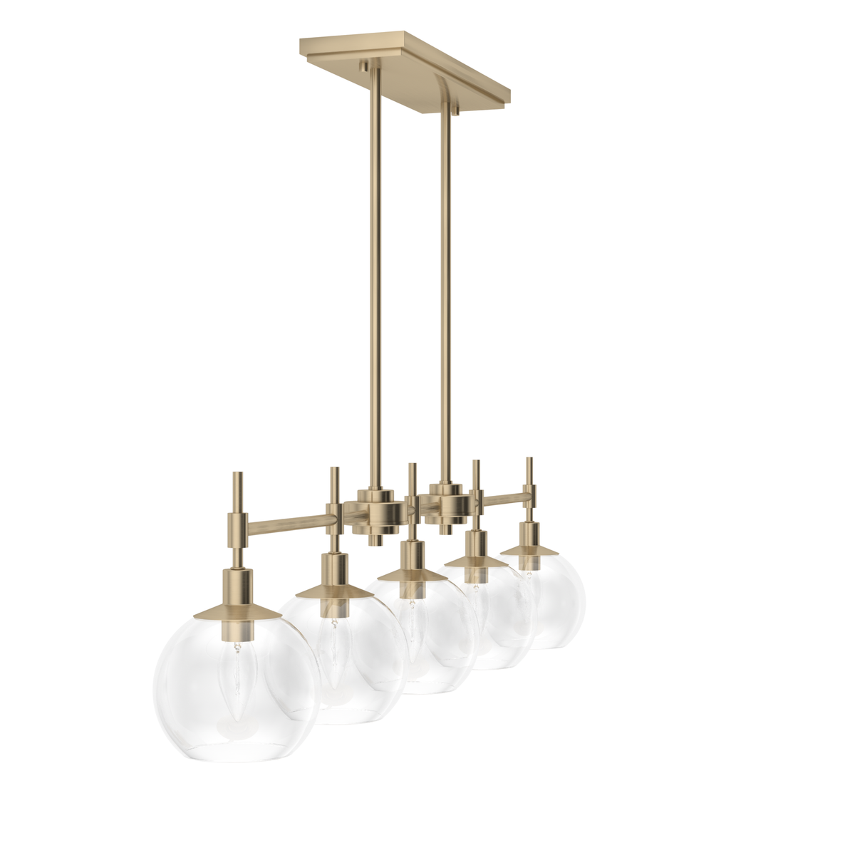 Xidane 42.25-inch 5-light Alturas Gold Linear Chandelier with Clear Glass