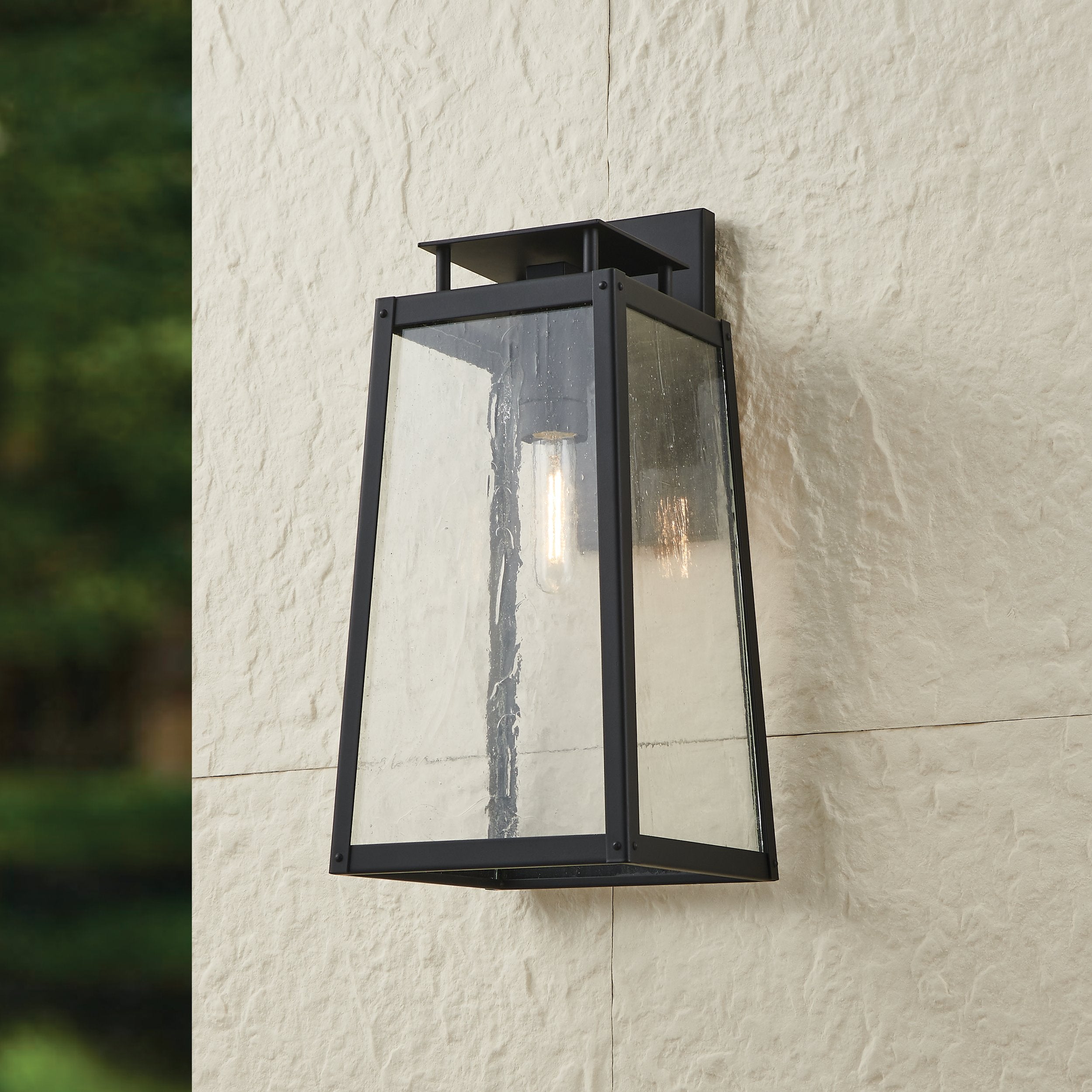 Salford 19-inch 1-light Matte Black Exterior Wall Sconce with Clear Antique Glass
