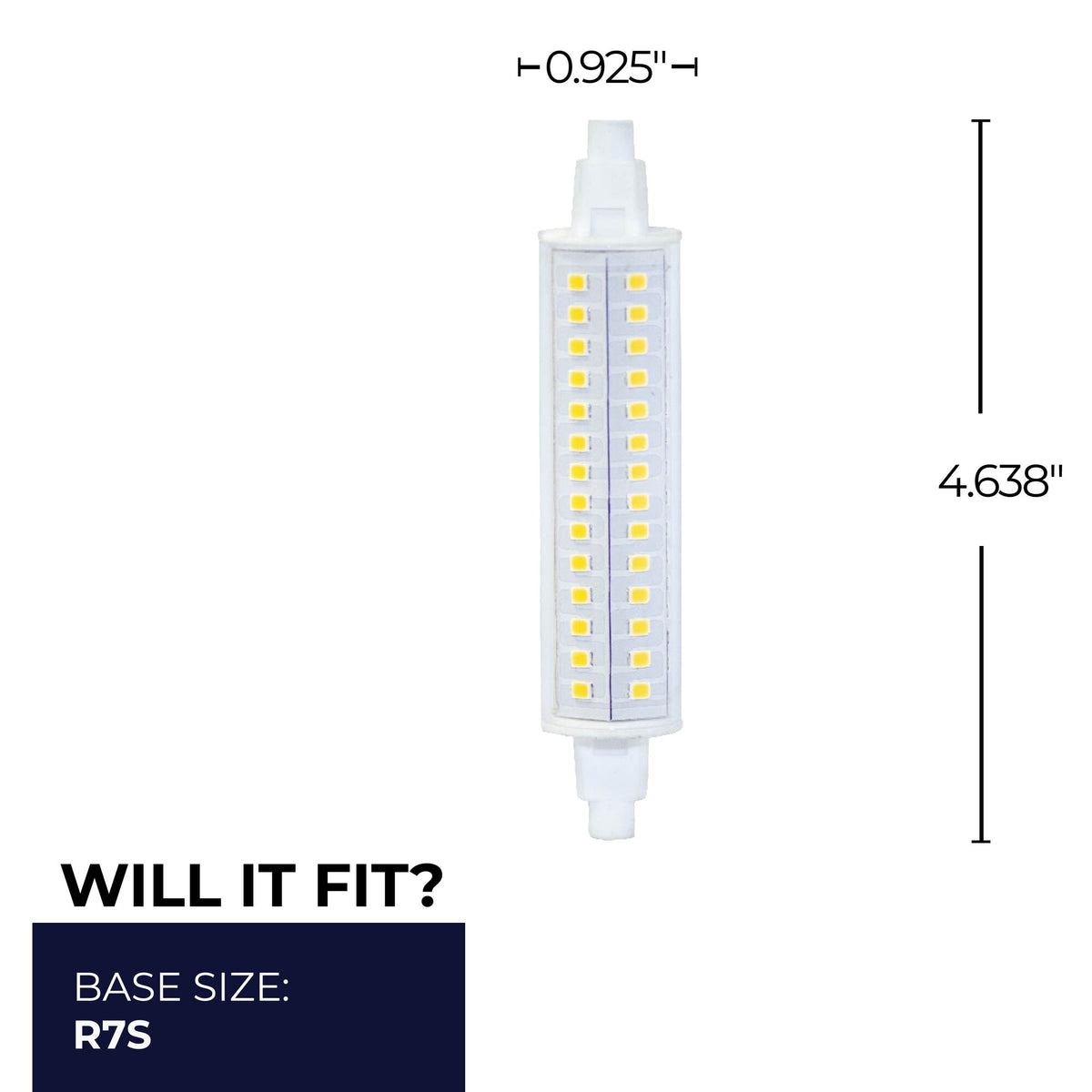 J-TYPE 10W Dimmable Clear LED Light Bulb with R7S Base, 3000K, 1100 Lumens, 2-Pack
