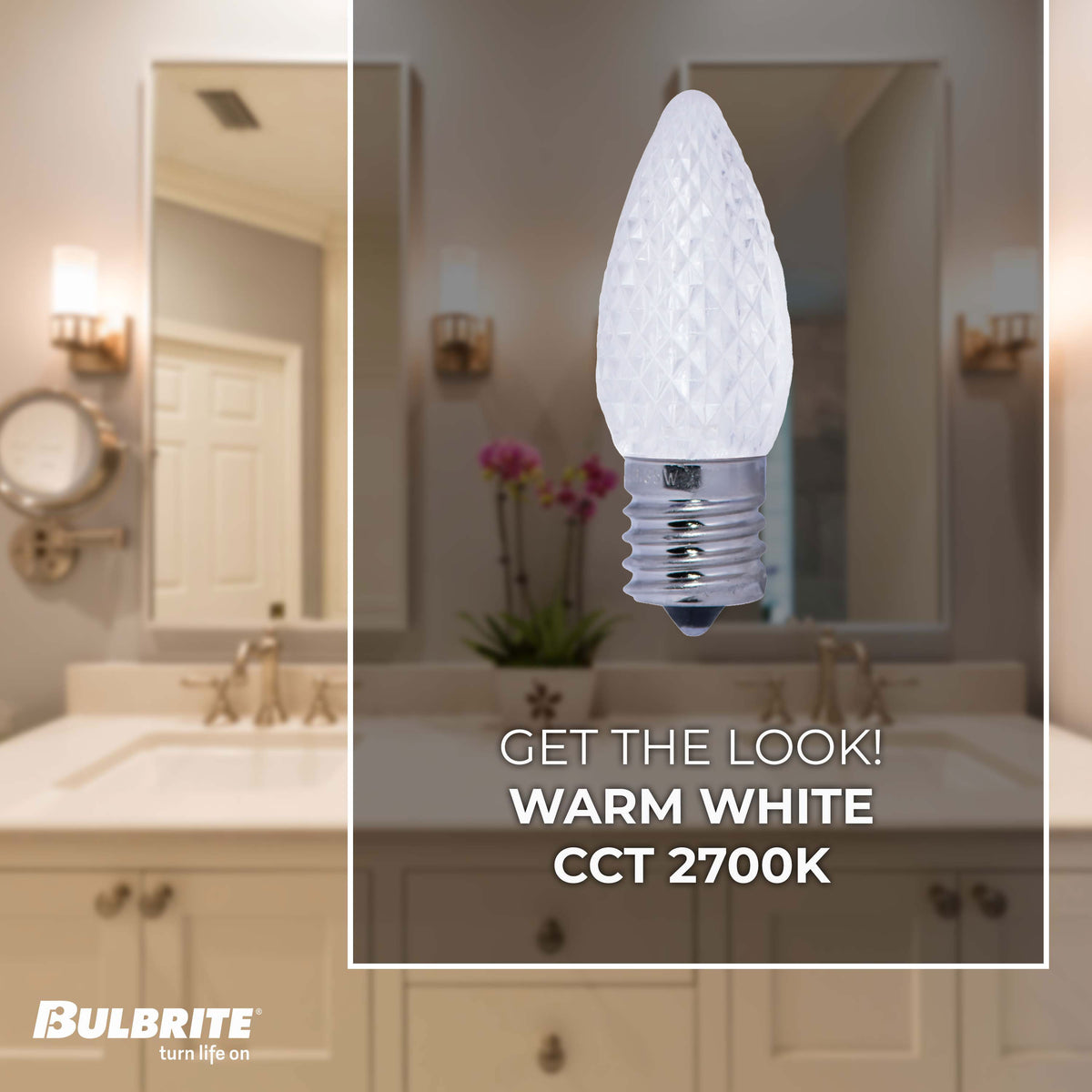C9 0.6W Non-Dimmable Clear LED Light Bulb with E17 Base, 2700K, 25-Pack, Dry Rated