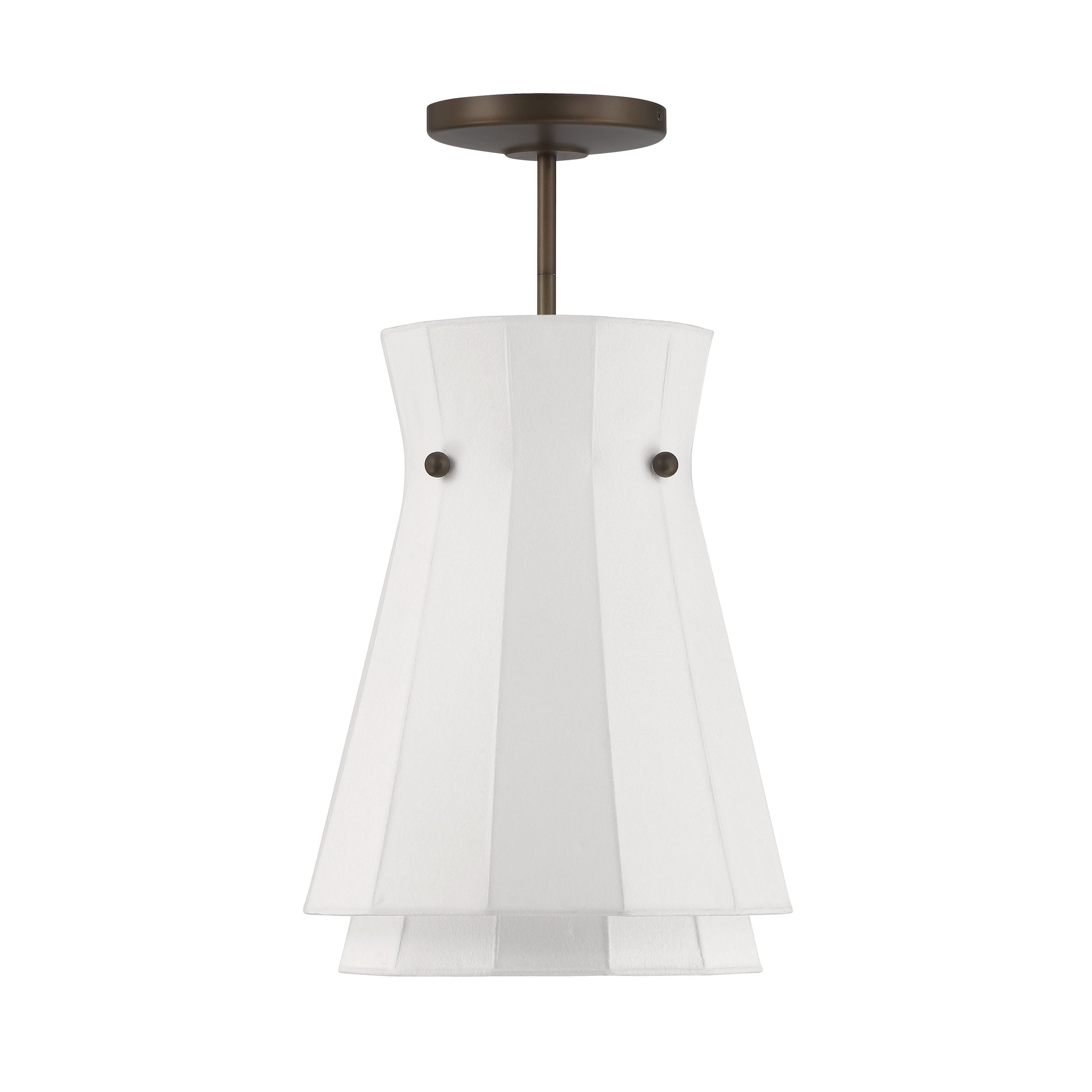 Bryony 12-inch 1-light Forged Bronze Convertible Pendant with White Synthetic Silk Shade