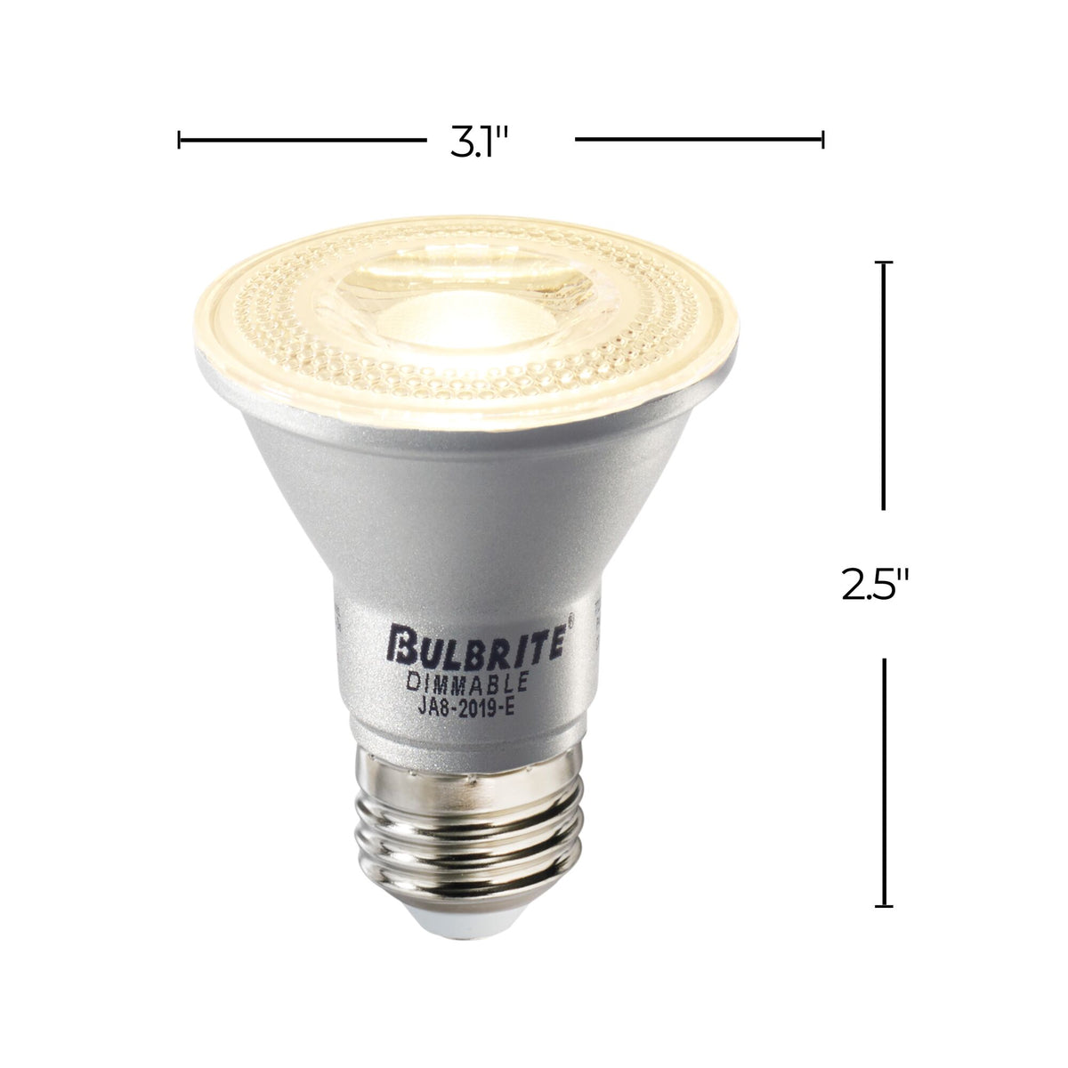 PAR20 6.5W Dimmable LED Light Bulb with E26 Base, 2700K, 500 Lumens, Flood, 6-Pack