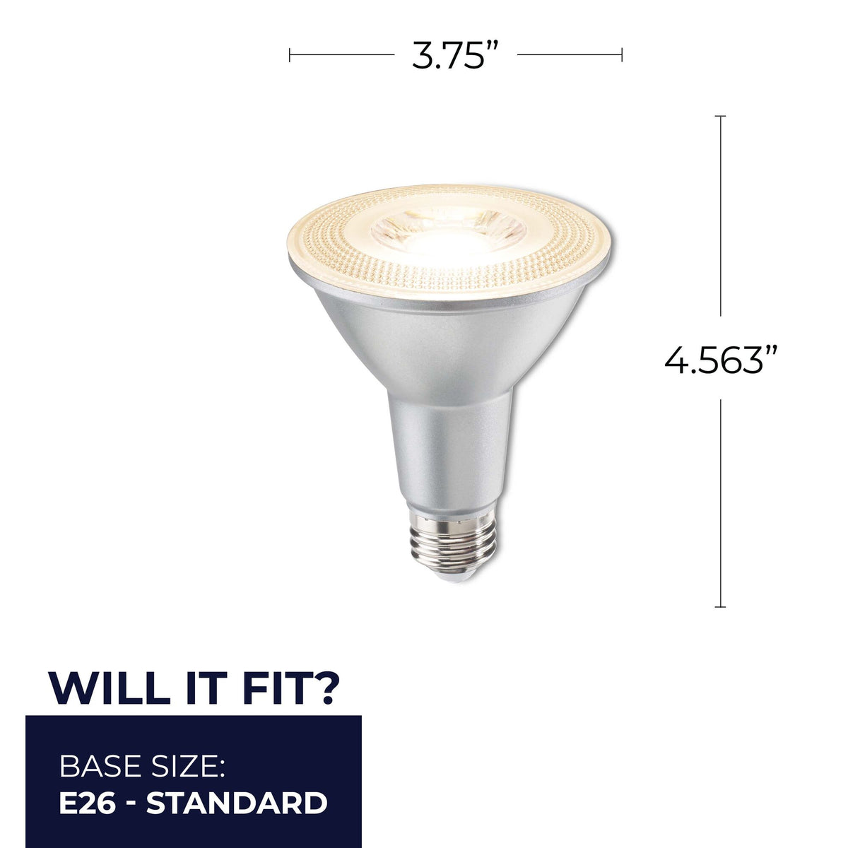 PAR30LN 10W Dimmable LED Light Bulb with E26 Base, 2700K, 800 Lumens, Flood, 6-Pack