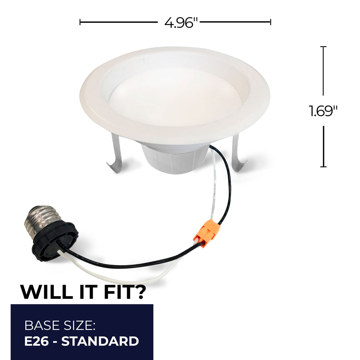 4-inch White Round - Smooth Trim 12W Dimmable LED Retrofit Recessed Downlight, 2700K, 1100 Lumens, 4-Pack