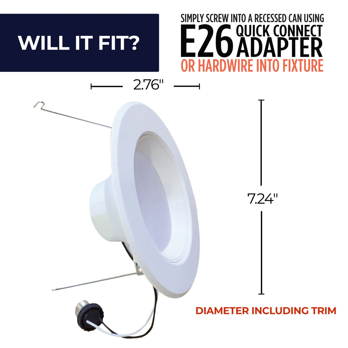 5/6-inch White 14W Dimmable LED Retrofit Recessed Downlight, 2700K, 1100 Lumens, 4-Pack