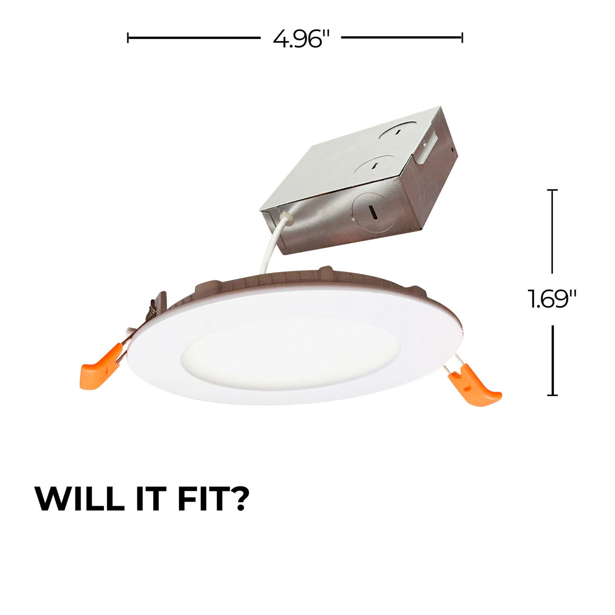 4-inch White Round - Smooth Trim 12W Dimmable LED J-Box Recessed Downlight, 3000K, 1100 Lumens, 4-Pack
