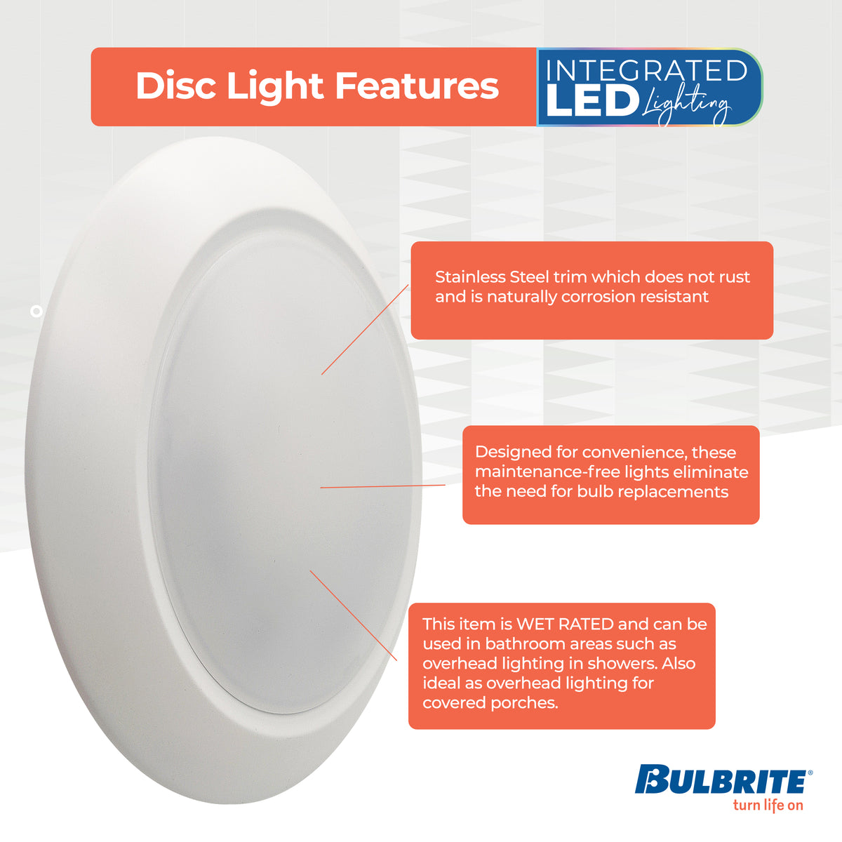 10-inch White 25W Dimmable LED Disc Downlight, 3000K, 2000 Lumens
