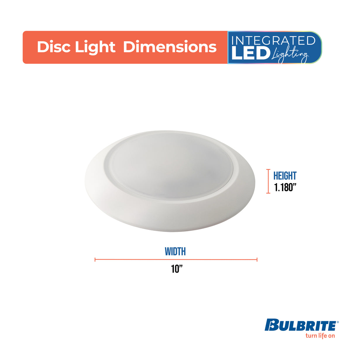 10-inch White 25W Dimmable LED Disc Downlight, 3000K, 2000 Lumens