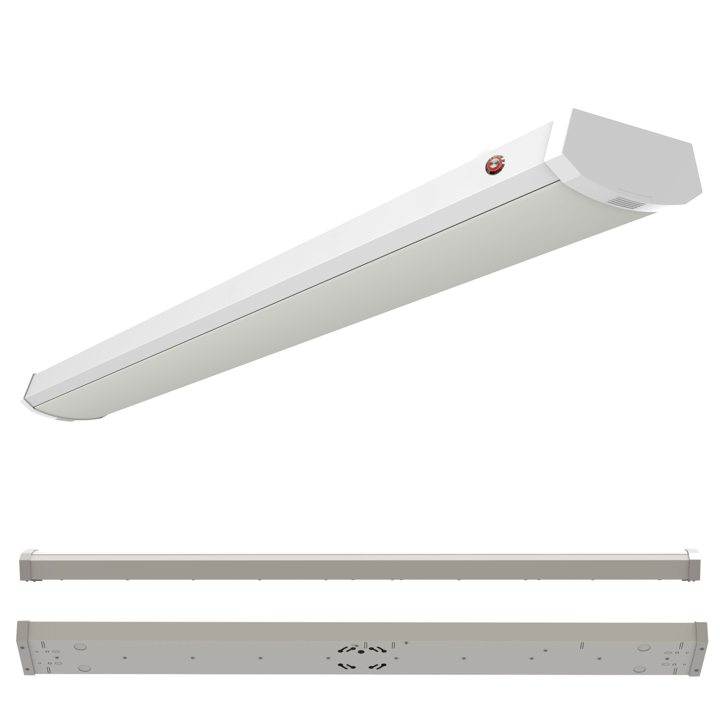 4-foot White 46W Dimmable LED Wraparound Utility Light, 3000K, 5300 Lumens, Battery Backup