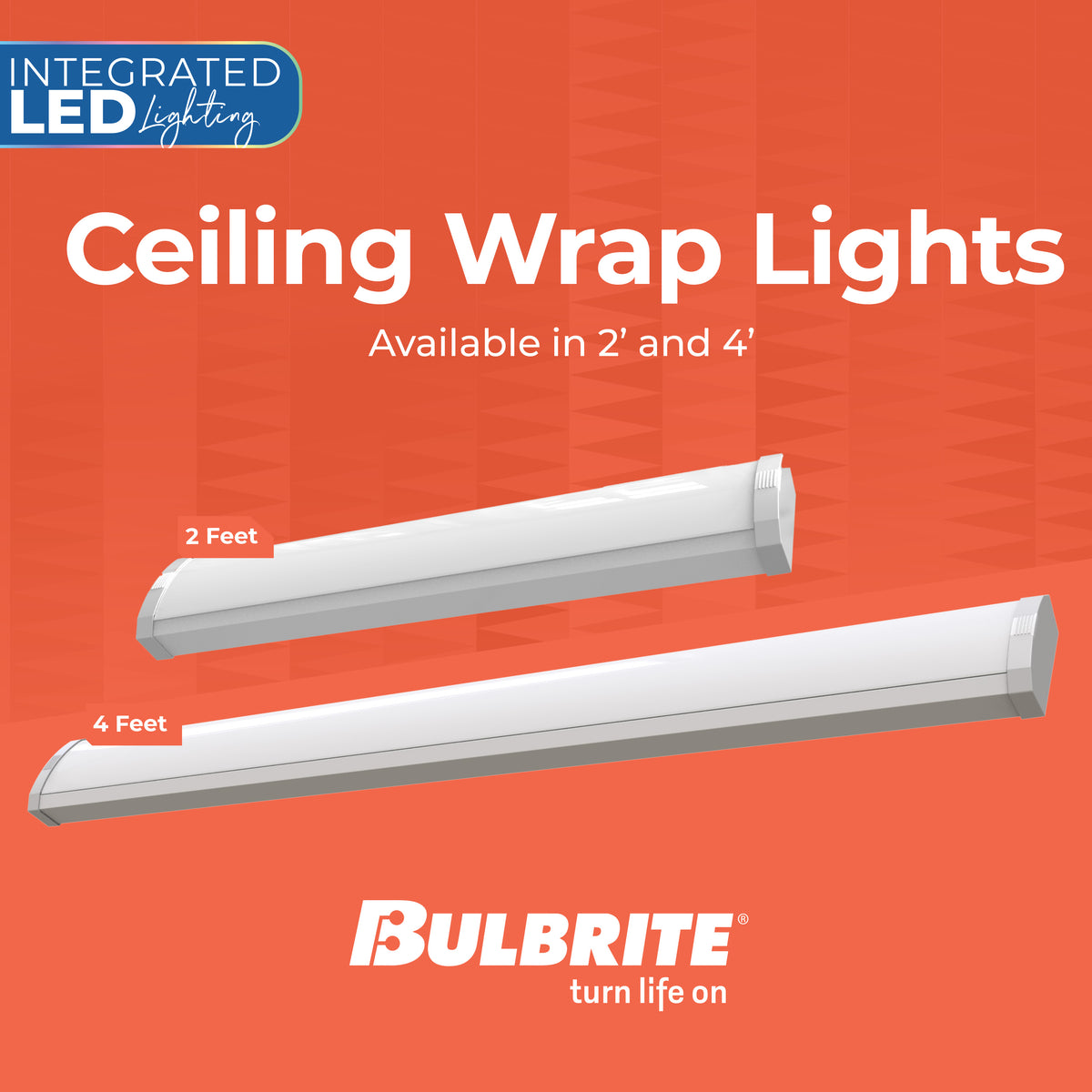 4-foot White 46W Dimmable LED Wraparound Utility Light, 5 CCT - 27/30/35/40/50K, 5300 Lumens, Battery Backup