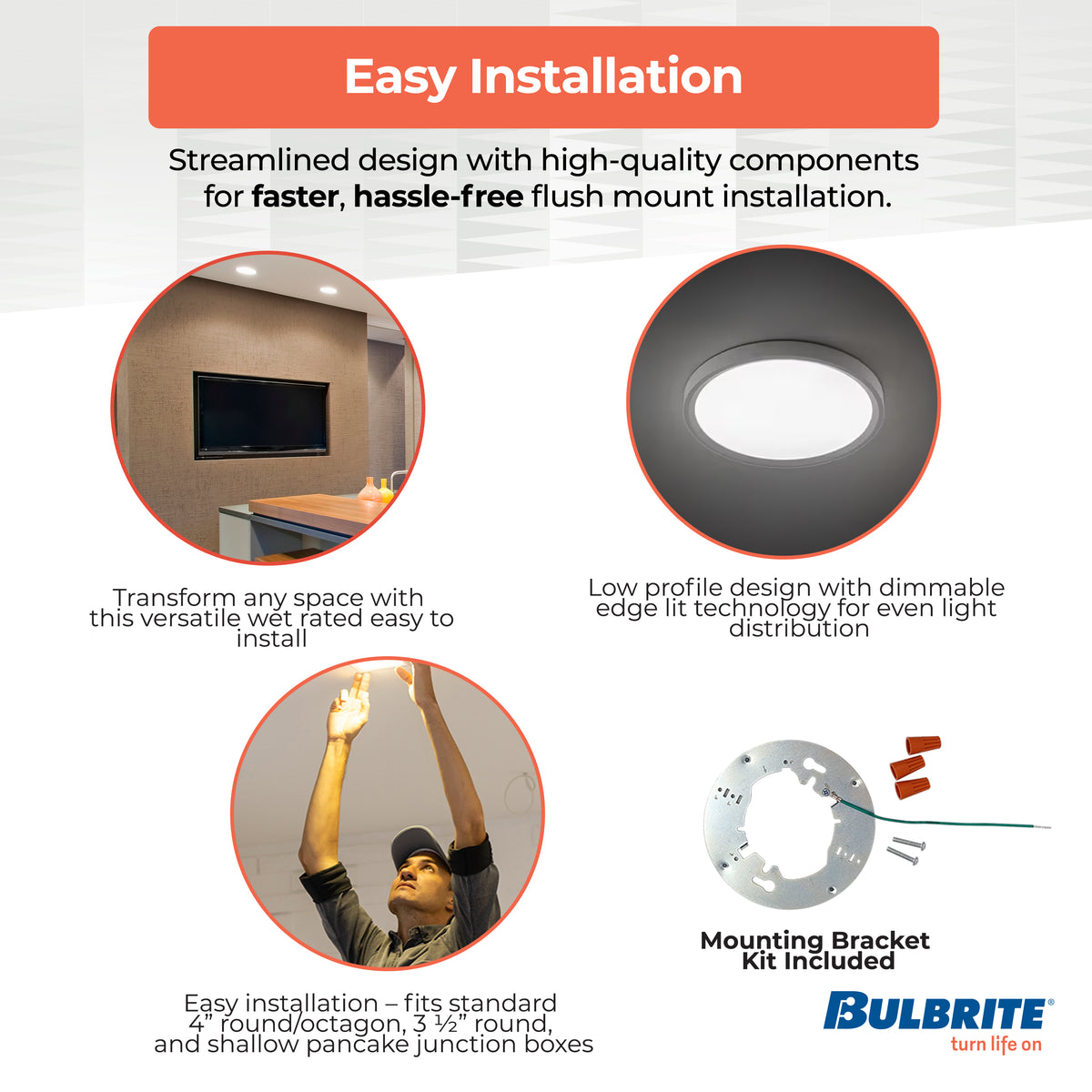 5-inch Black 10.3W Dimmable LED Flush Mount Ceiling Light, 3000K, 850 Lumens