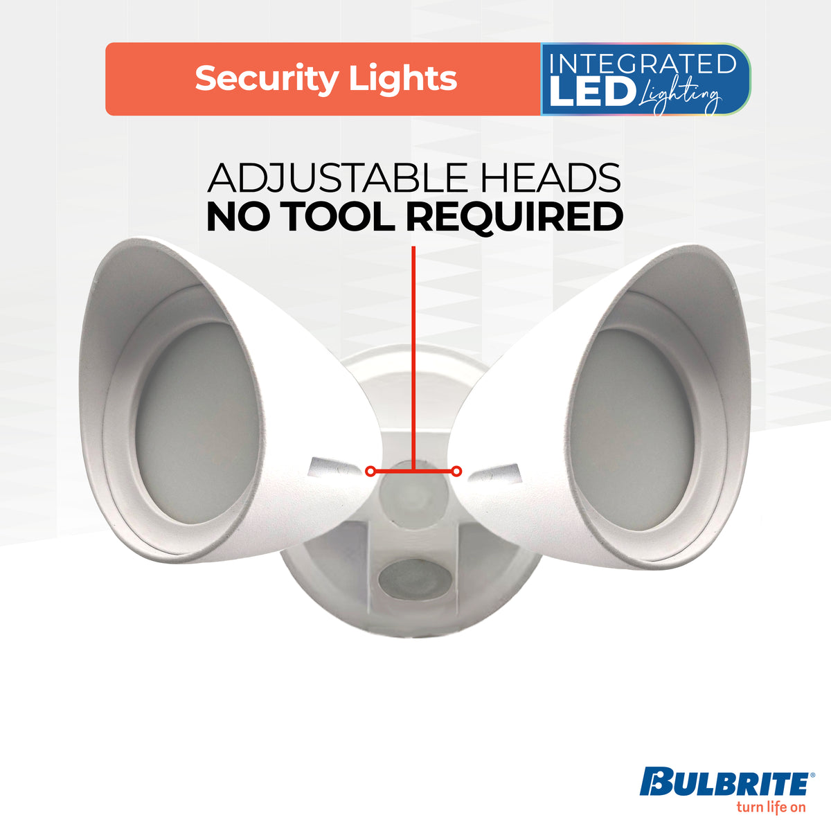 White 24W 2-Head LED Outdoor Security Flood Light, 4000K, 2200 Lumens, 10.375-inch Dia x 5.859-inch L