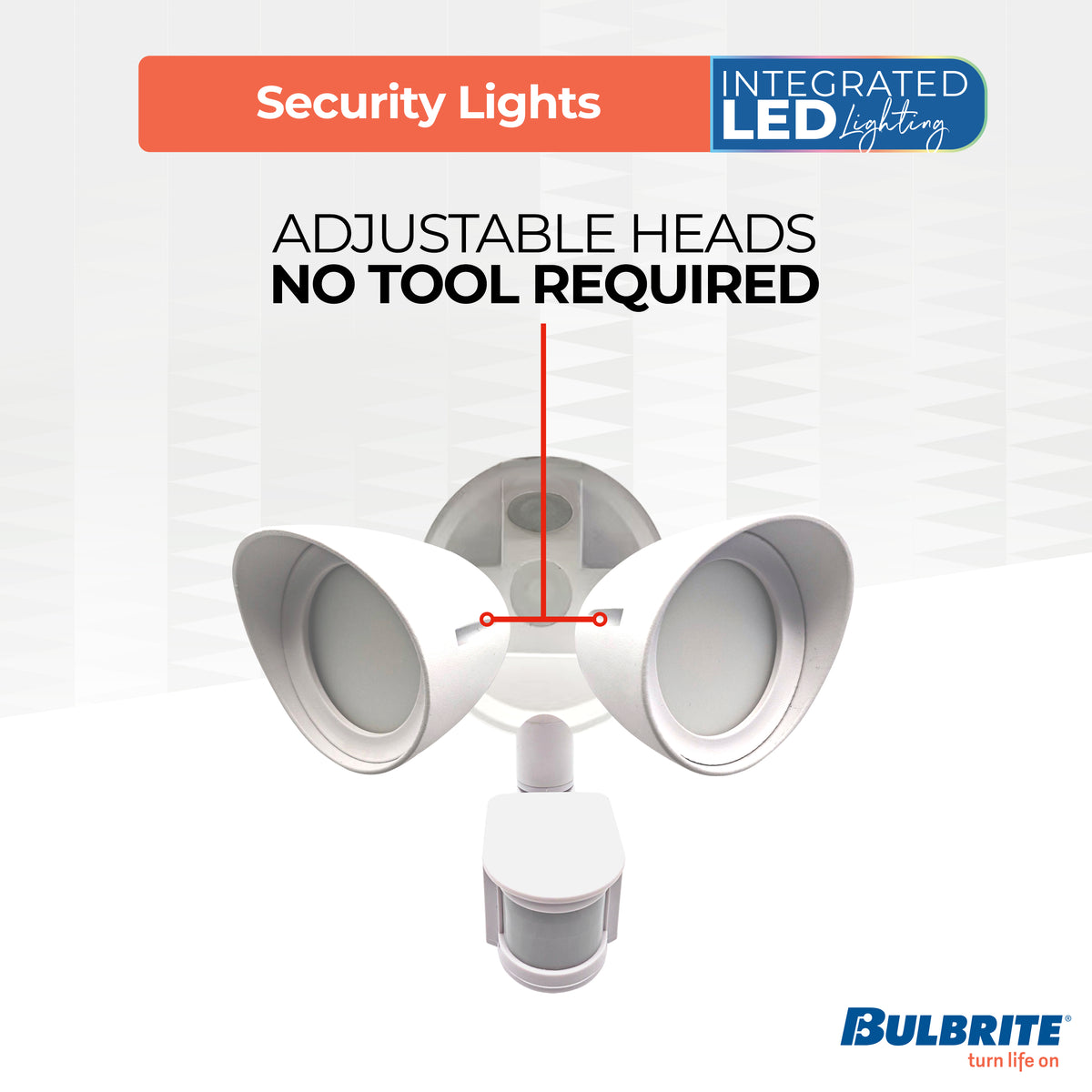 White 24W 2-Head LED Outdoor Security Flood Light, 4000K, 2200 Lumens, 10.188-inch Dia x 11.625-inch L