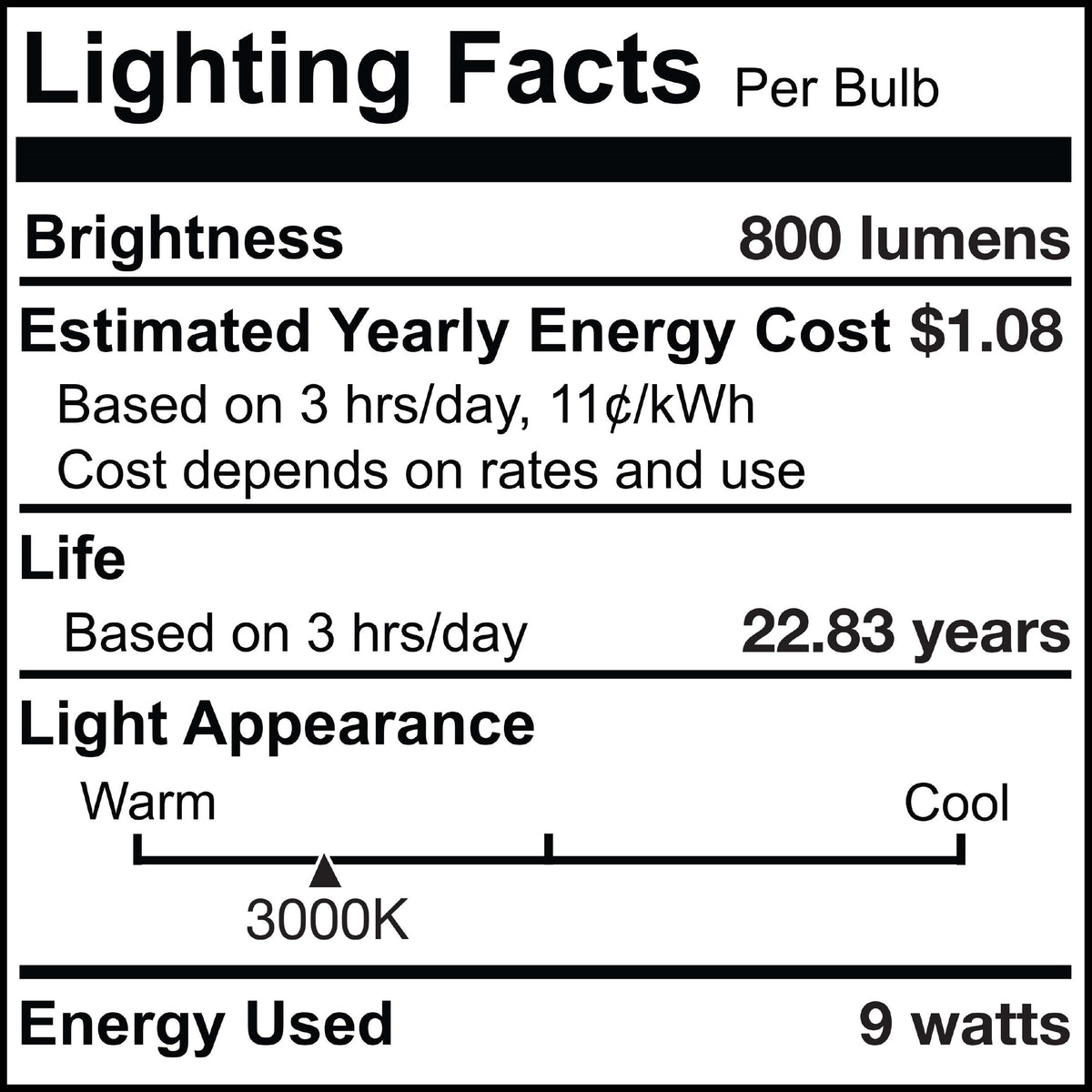 A19 9W Non-Dimmable Frost LED Light Bulb with E26 Base, 3000K, 800 Lumens, 4-Pack