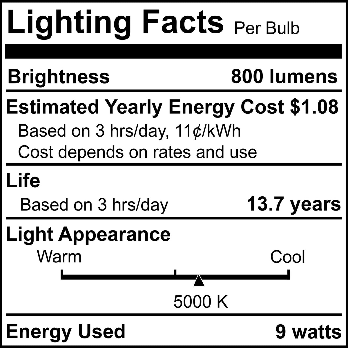 A19 9W Dimmable Frost LED Light Bulb with E26 Base, 5000K, 800 Lumens, 8-Pack
