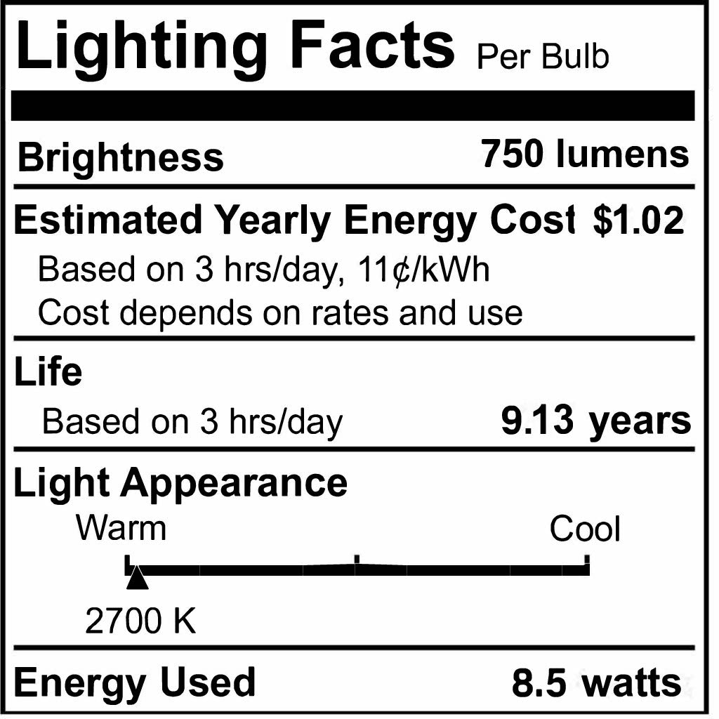 A19 8.5W Non-Dimmable Frost Filament LED Light Bulb with E26 Base, 2700K, 750 Lumens, 25-Pack