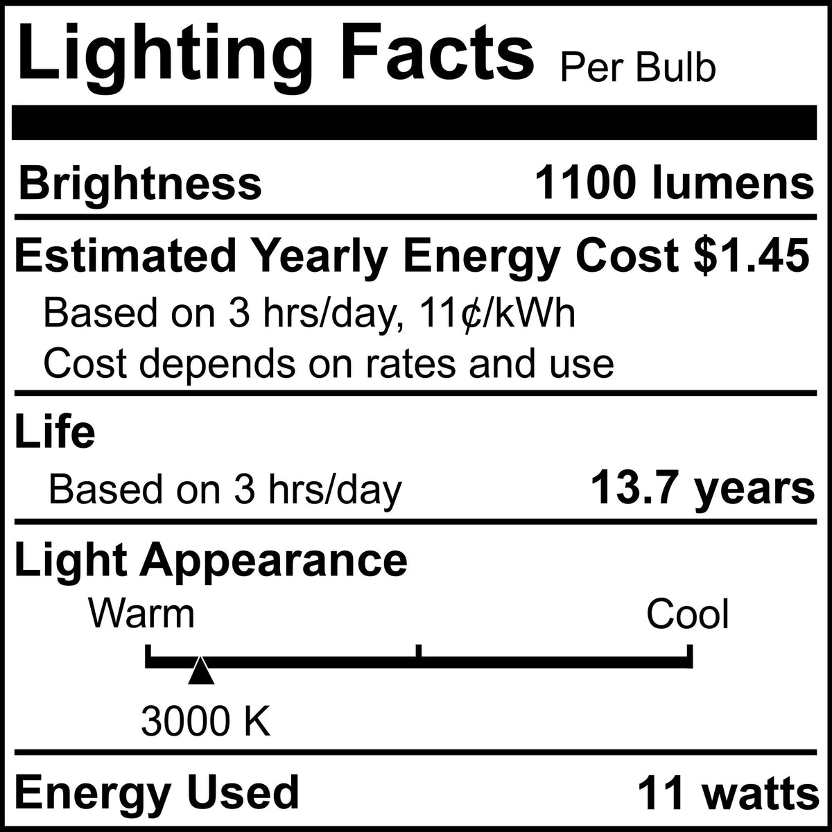 A19 11W Dimmable Frost LED Light Bulb with E26 Base, 3000K, 1100 Lumens, 4-Pack